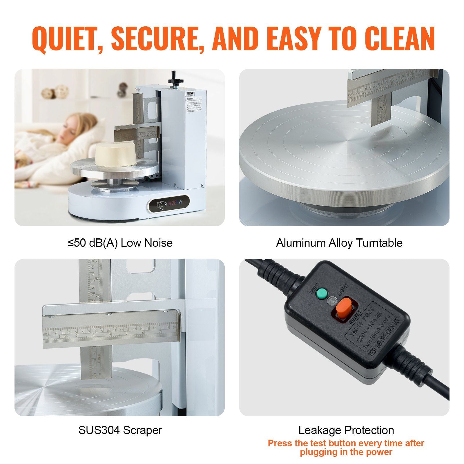 Cake Decorating Machine, Cake Cream Spreading Coating Smearing Machine, Low Noise Cake Frosting Machine, Turntable with Adjustable Scraper, for 4" to 12" Cake, 25-320RPM Rotating Speed, White