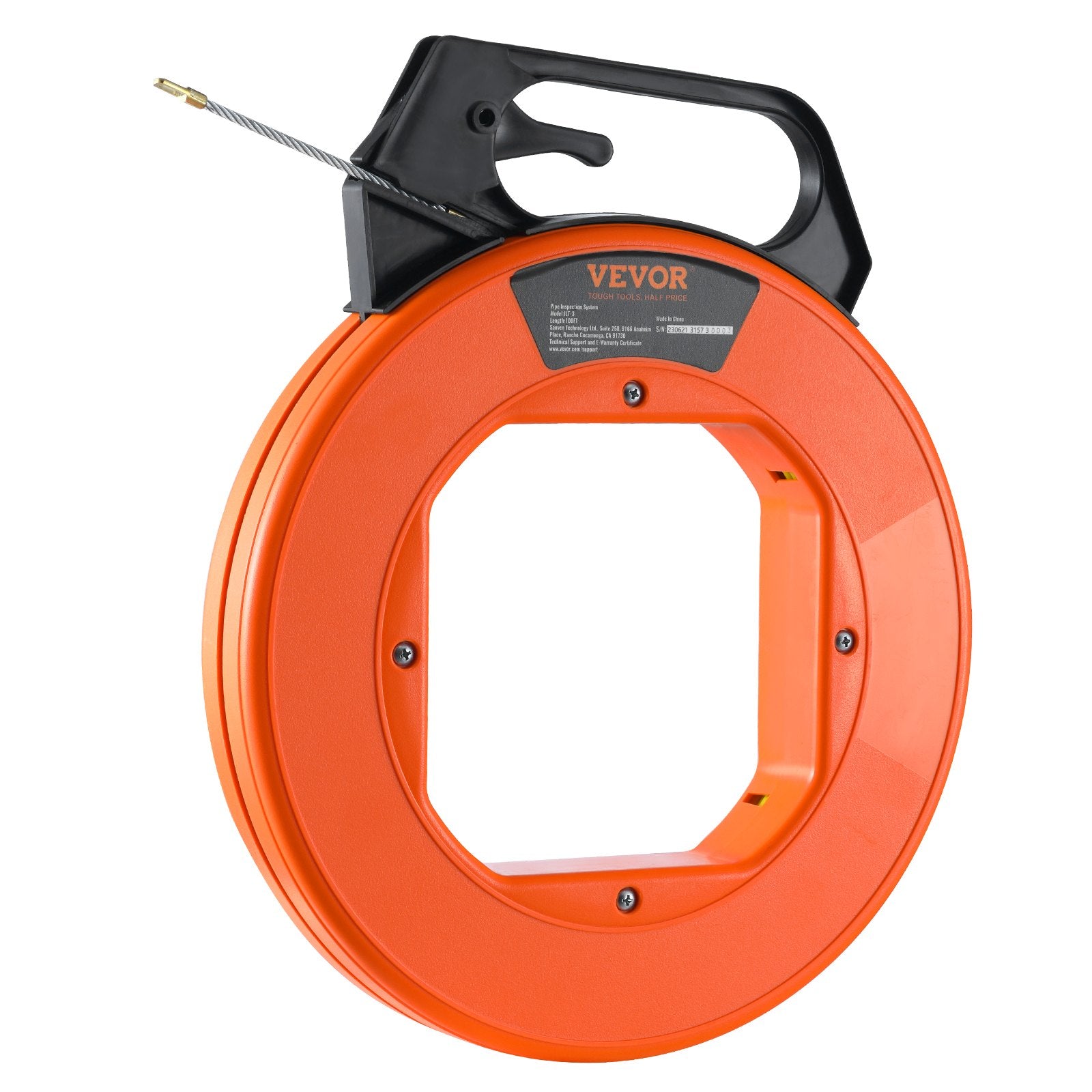 VEVOR Fish Tape, 100 ft, 3/16-inch, Fiberglass Wire Puller with Optimized Housing and Handle, Easy-to-Use Cable Puller Tool, Flexible Wire Fishing Tools for Wall and Electrical Conduit, Non-Conductive