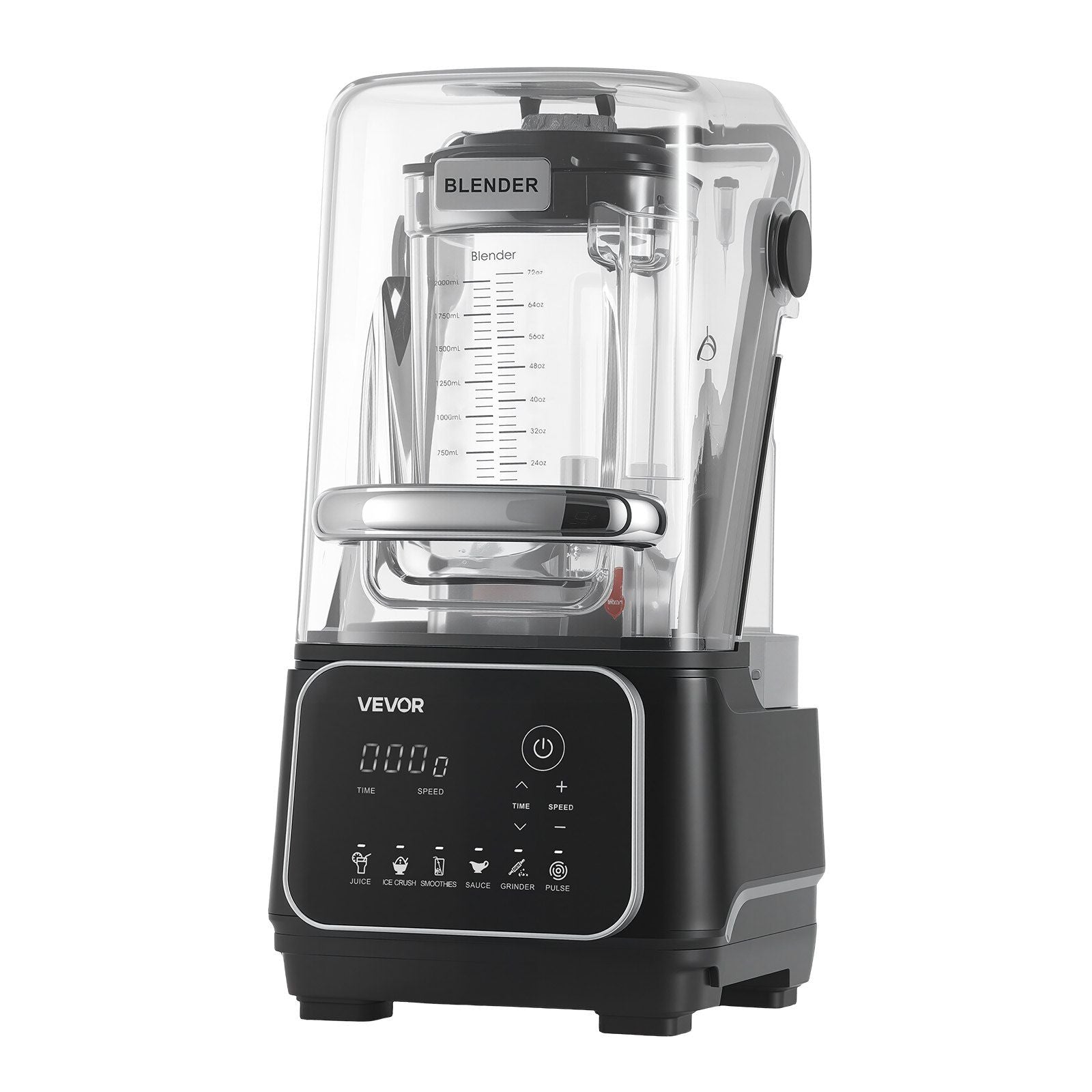 Blender, 2L Professional Countertop Blenders with Shield, 2200W 26000RPM Kitchen Food Processor Combo, Self-Cleaning, Speed Adjustable, 6 Preset Menu for Smoothies, Ice Crushing, Puree, Black