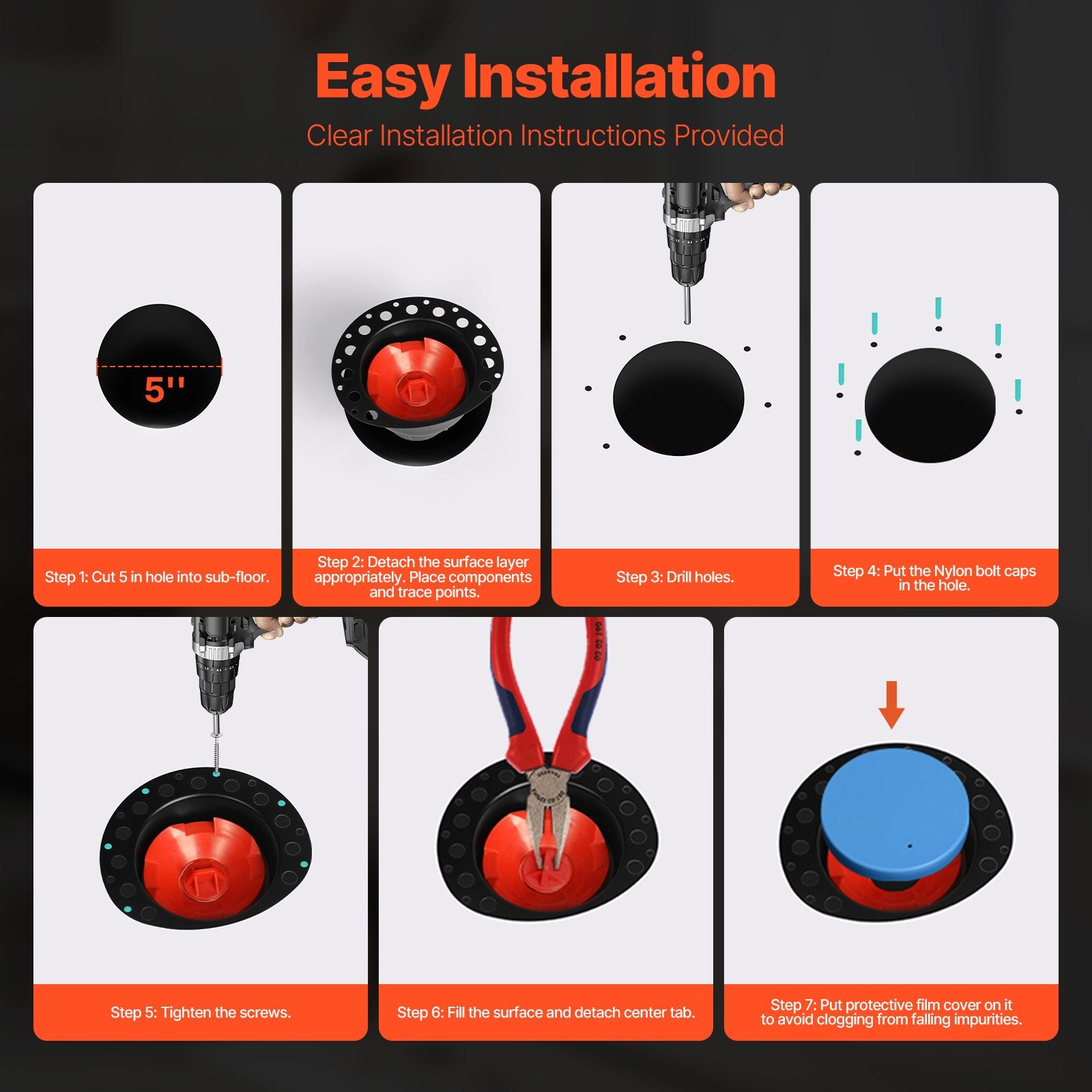 VEVOR PVC Freestanding Tub Drain Kit, 2 Brass Tail Pipes, Bathtub Drain Rough-in Kit, with PVC Adapter of Tailpiece, Compatible with Freestanding Bathtubs, Floor Mounted Bathtubs and Island Bathtubs