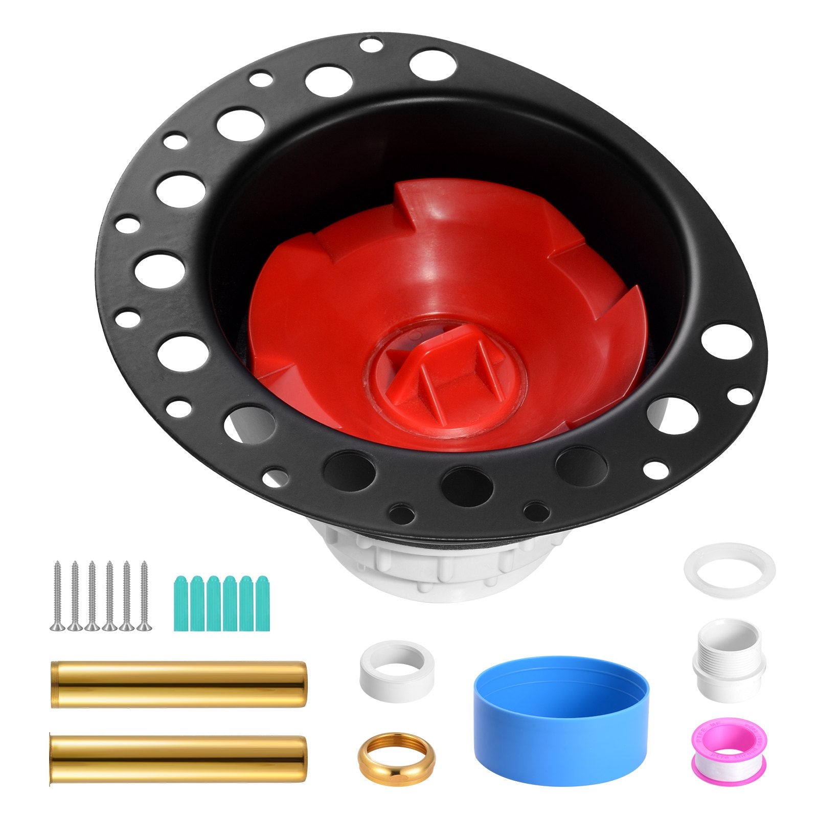 VEVOR PVC Freestanding Tub Drain Kit, 2 Brass Tail Pipes, Bathtub Drain Rough-in Kit, with PVC Adapter of Tailpiece, Compatible with Freestanding Bathtubs, Floor Mounted Bathtubs and Island Bathtubs