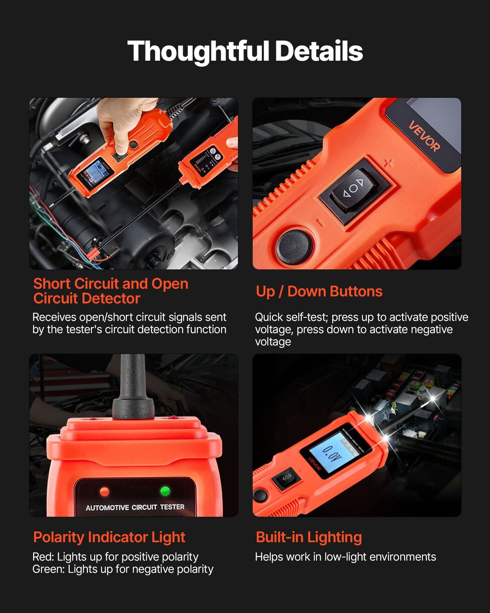 Automotive Circuit Tester Kit, 8 - 35 DCV Power Circuit Probe Tester with TFT Color Display and Lighting, 2-in-1 Electrical Automotive Power Tester Probe with 19.7 ft / 6 m Extension Cable