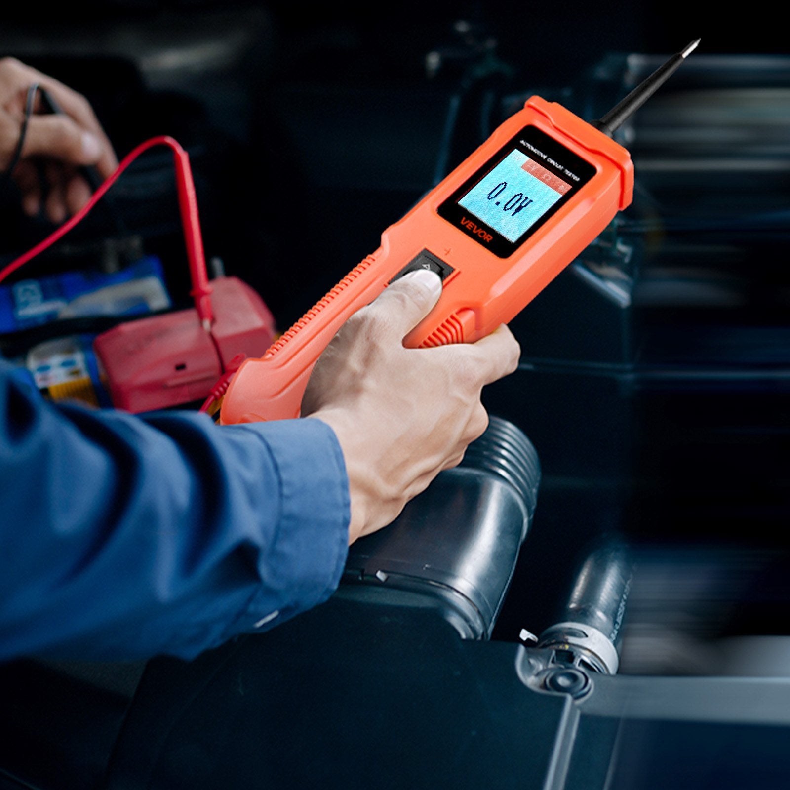 VEVOR Automotive Circuit Tester, 8 - 35 DCV Power Circuit Probe Tester with TFT Color Display and Lighting, Automotive Power Tester Probe with 13 ft / 4 m Cable, ABS Shell Electrical Detector Finder