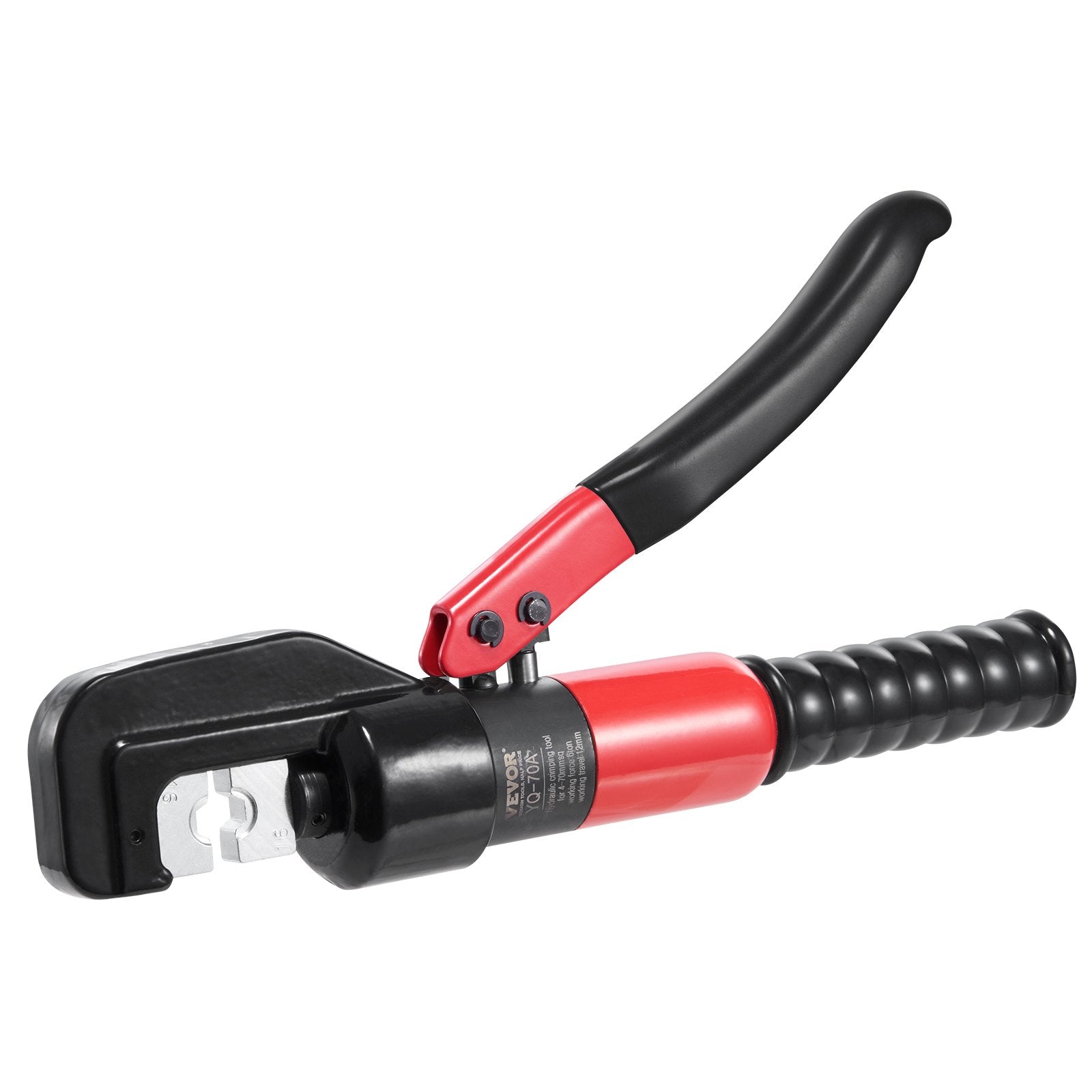 VEVOR Hydraulic Crimping Tool with 9 Sets of Dies AWG12-2/0 Copper And Aluminum Terminal Battery Lug Crimper, with a Cutting Pliers, Gloves, 5pcs Copper Ring Connectors, 8pcs Heat Shrink Sleeves