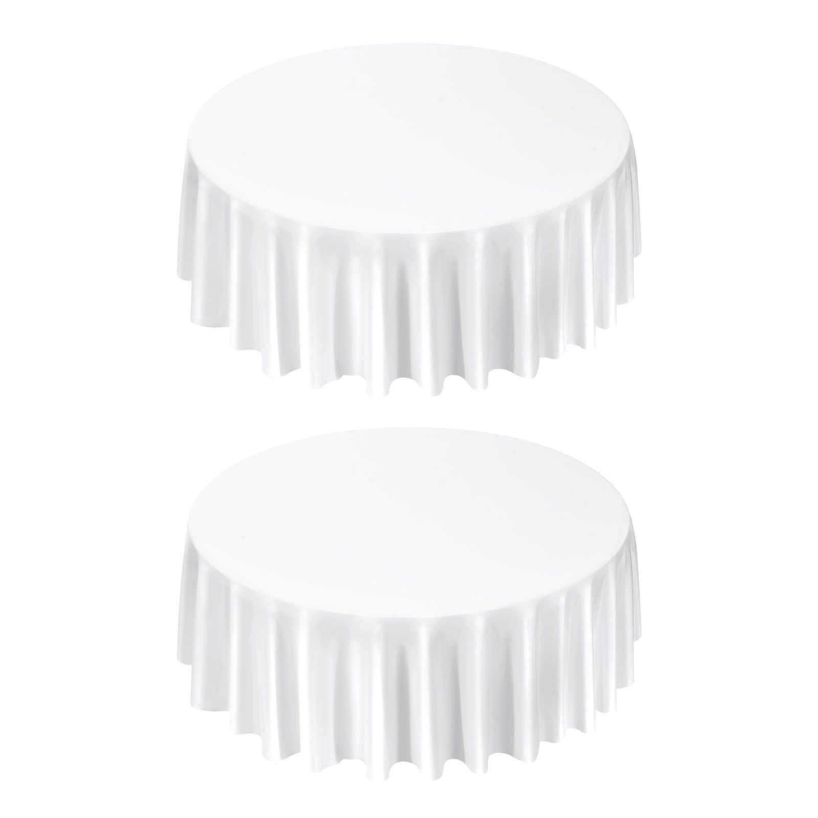 White Round Tablecloths 2 Pack, 120 Inches in Diameter, Stain- & Wrinkle- Resistant, Machine Washable Table Clothes, Polyester Fabric Table Covers for Wedding, Party, Banquet, Formal Events