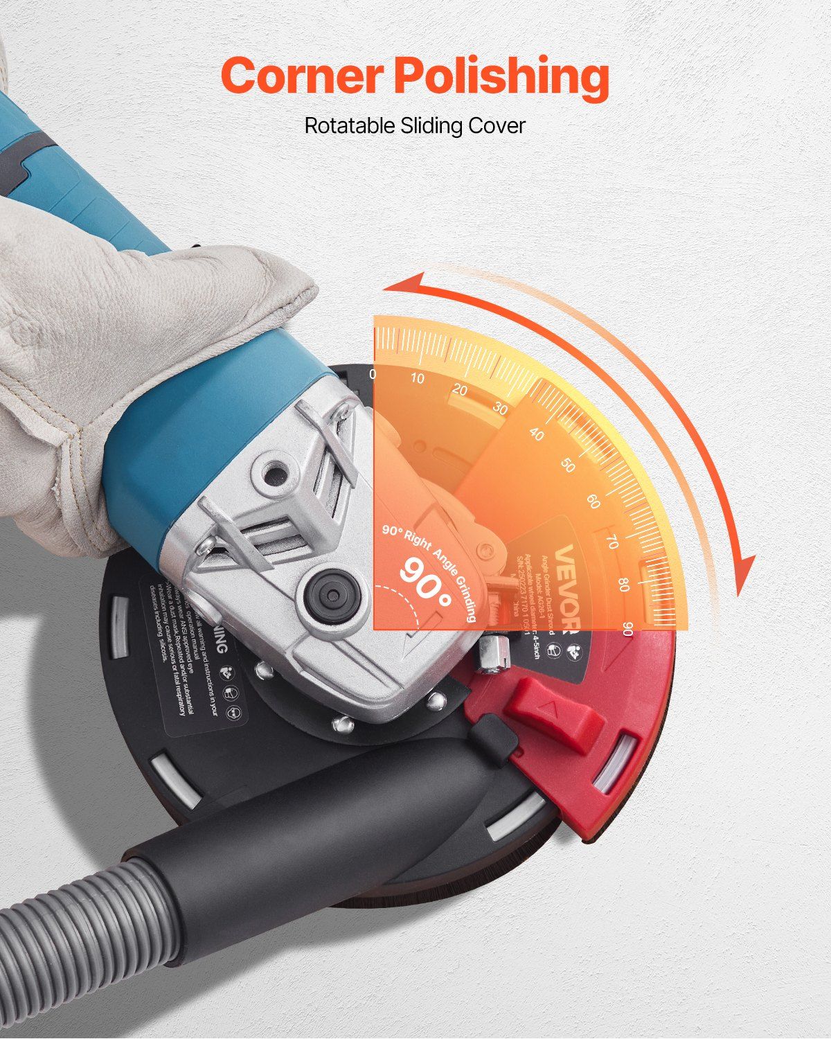 Grinding Dust Shroud for Angle Grinder, Universal 100-125mm, Surface Grinder Dust Shroud with 6 Clamping Washers & 125 mm Diamond Grinding Cup Wheel, Connect to Vacuum Cleaner, for Wood Concrete