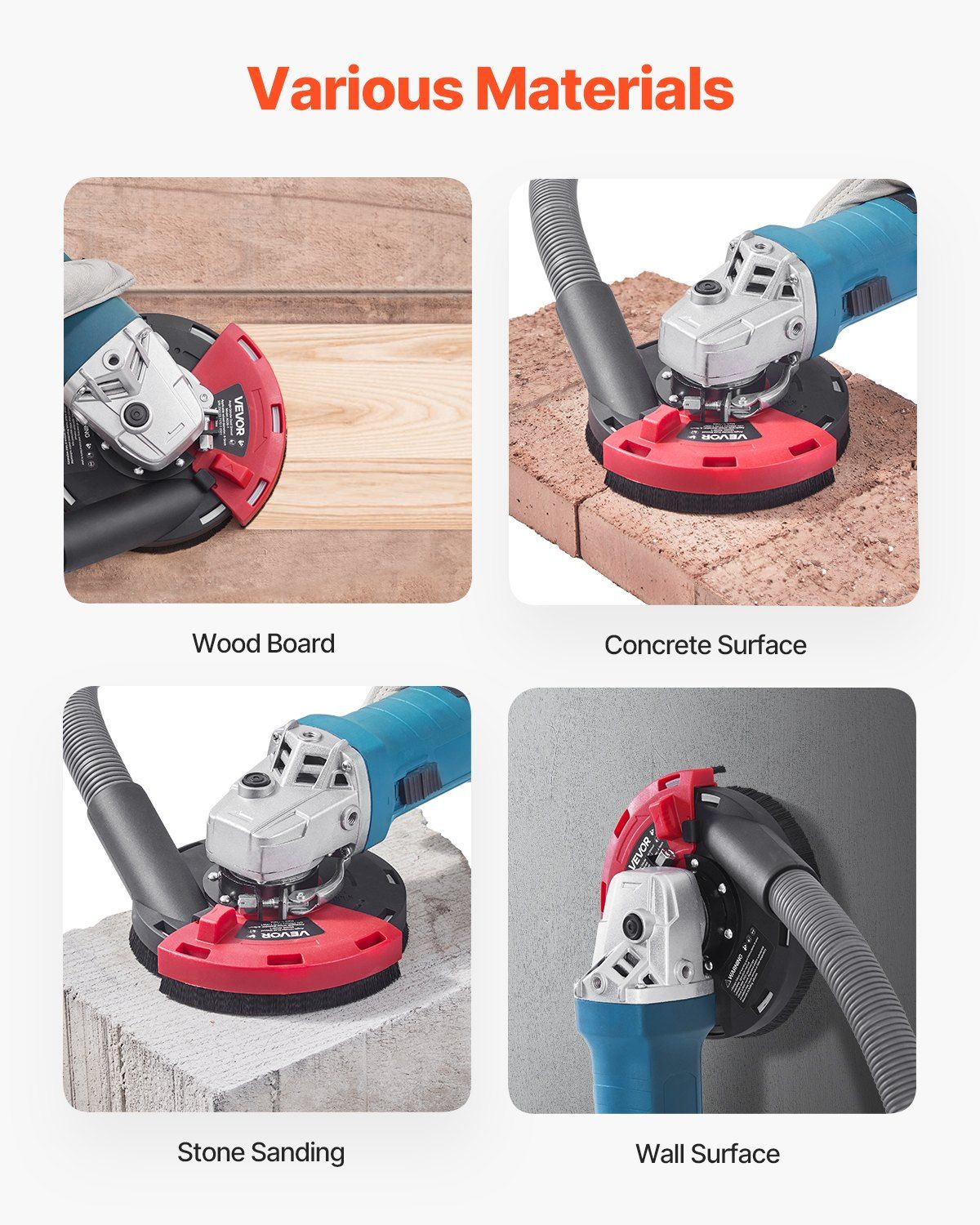 Grinding Dust Shroud for Angle Grinder, Universal 100-125mm, Surface Grinder Dust Shroud with 6 Clamping Washers & 125 mm Diamond Grinding Cup Wheel, Connect to Vacuum Cleaner, for Wood Concrete