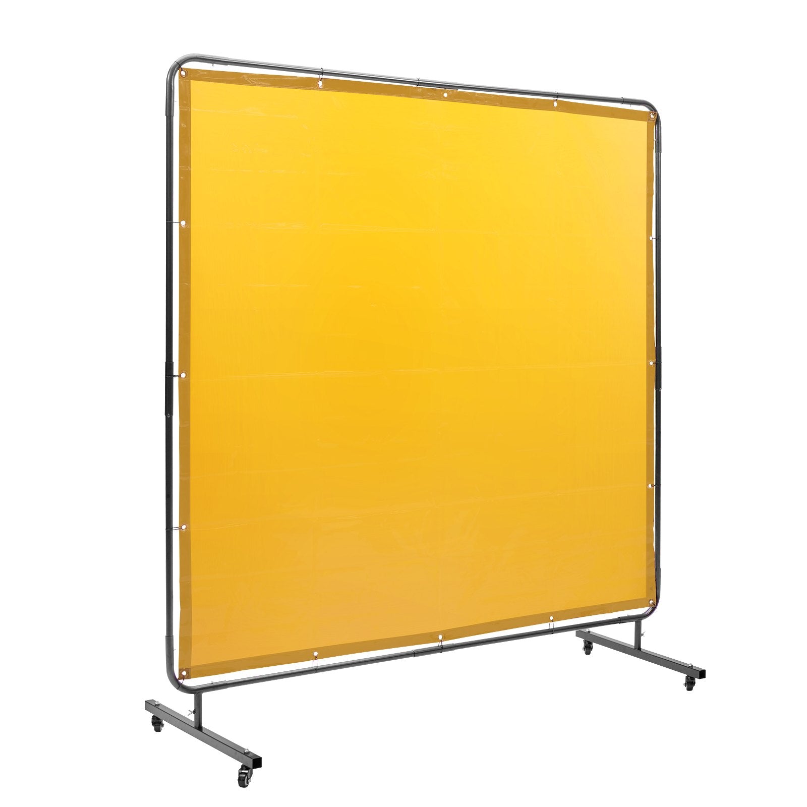 VEVOR Welding Screen with Frame, 6' x 6' Welding Curtain Screen, Flame-Resistant Vinyl Welding Protection Screen on 4 Swivel Wheel (2 Lockable), Moveable & Professional for Workshop/Industrial, Yellow
