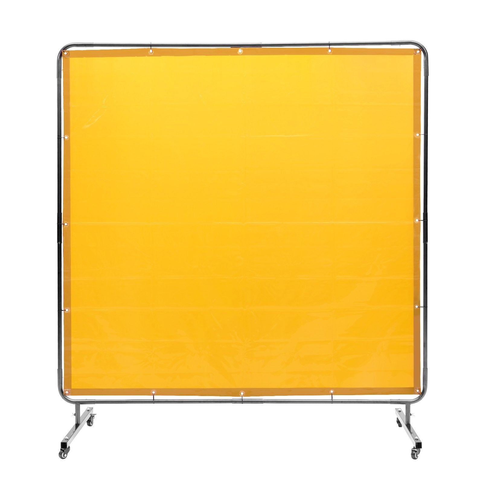 VEVOR Welding Screen with Frame, 6' x 6' Welding Curtain Screen, Flame-Resistant Vinyl Welding Protection Screen on 4 Swivel Wheel (2 Lockable), Moveable & Professional for Workshop/Industrial, Yellow