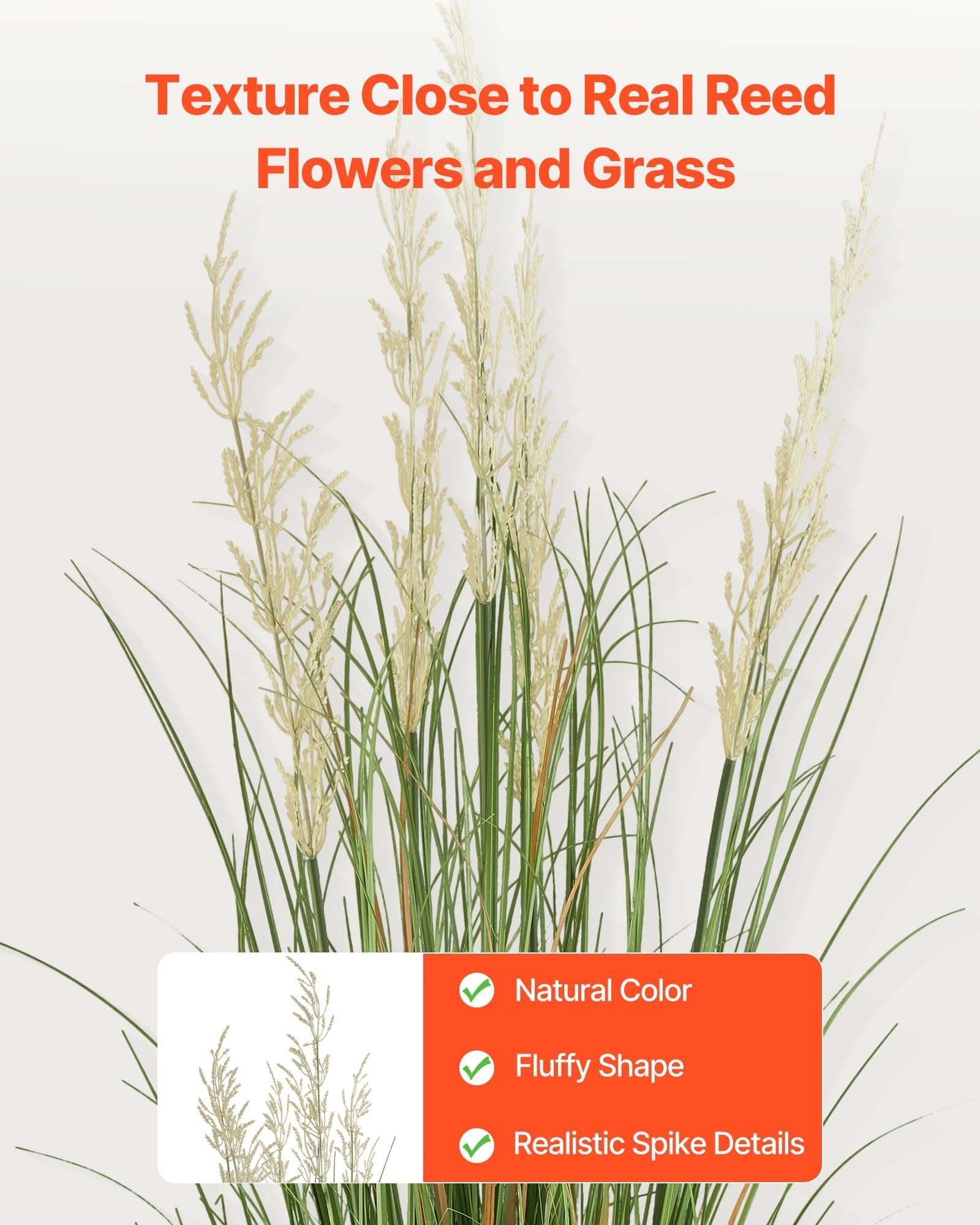 Artificial Grass Plant, 2 Pack 1194mm Reed Flower Grass in Pot, Premium PVC Faux Fake Greenery Shrubs Plant for Indoor Outdoor House Home Garden Office Room Décor, Housewarming, Green