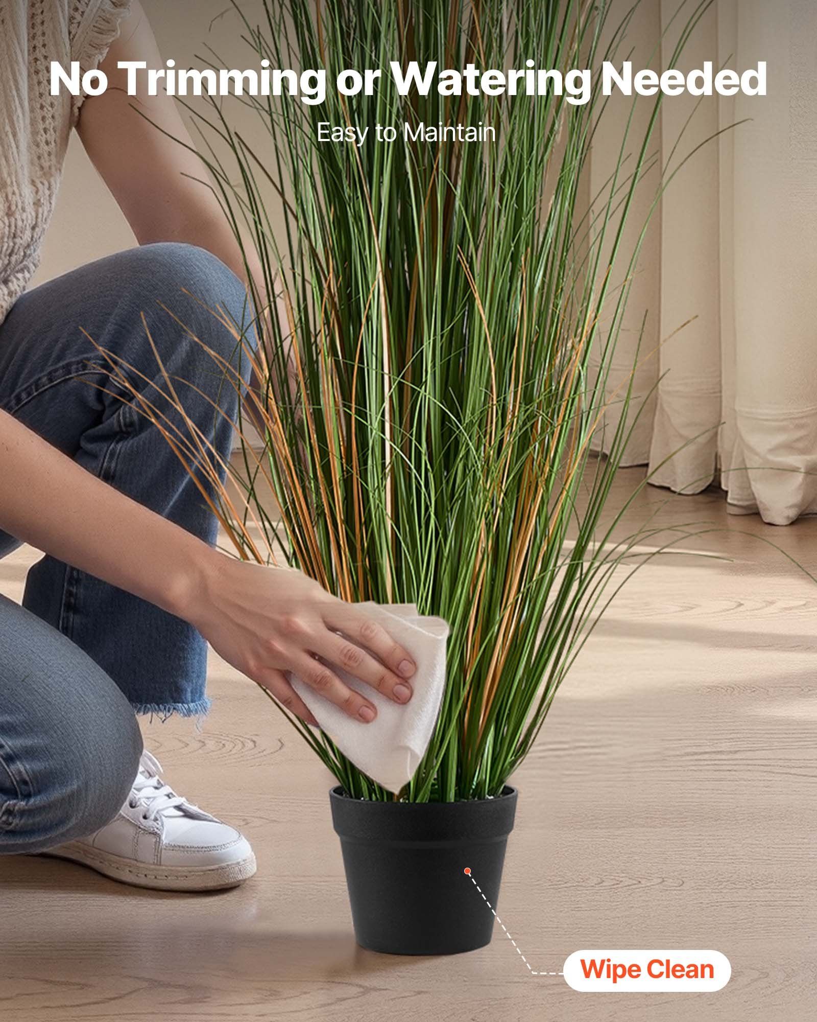 Artificial Grass Plant, 2 Pack 1194mm Reed Flower Grass in Pot, Premium PVC Faux Fake Greenery Shrubs Plant for Indoor Outdoor House Home Garden Office Room Décor, Housewarming, Green