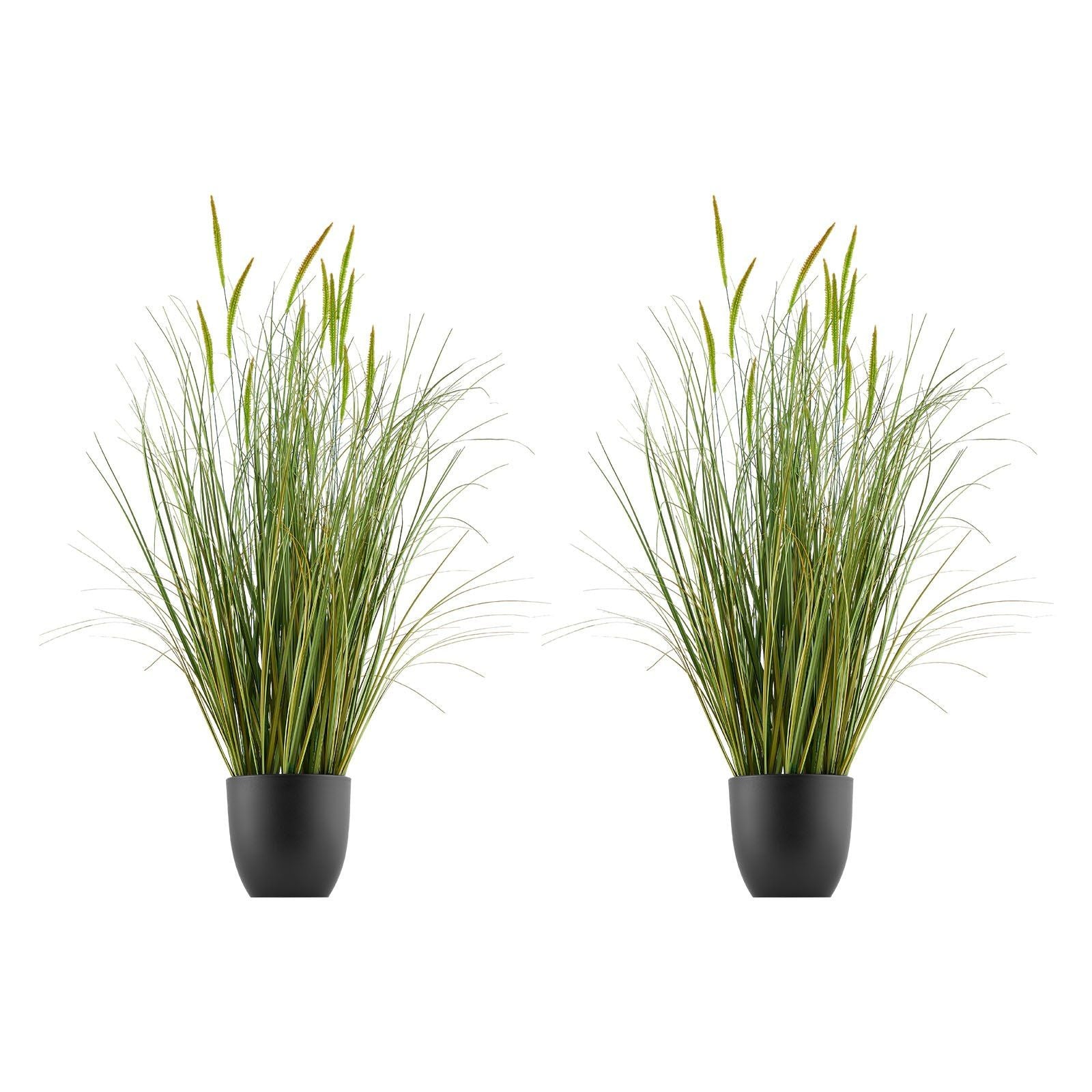 Artificial Grass Plant, 2 Pack 889mm Cattail Grass in Pot, Premium PVC Faux Fake Greenery Shrubs Plant for Indoor Outdoor House Home Garden Office Room Décor, Housewarming, Green