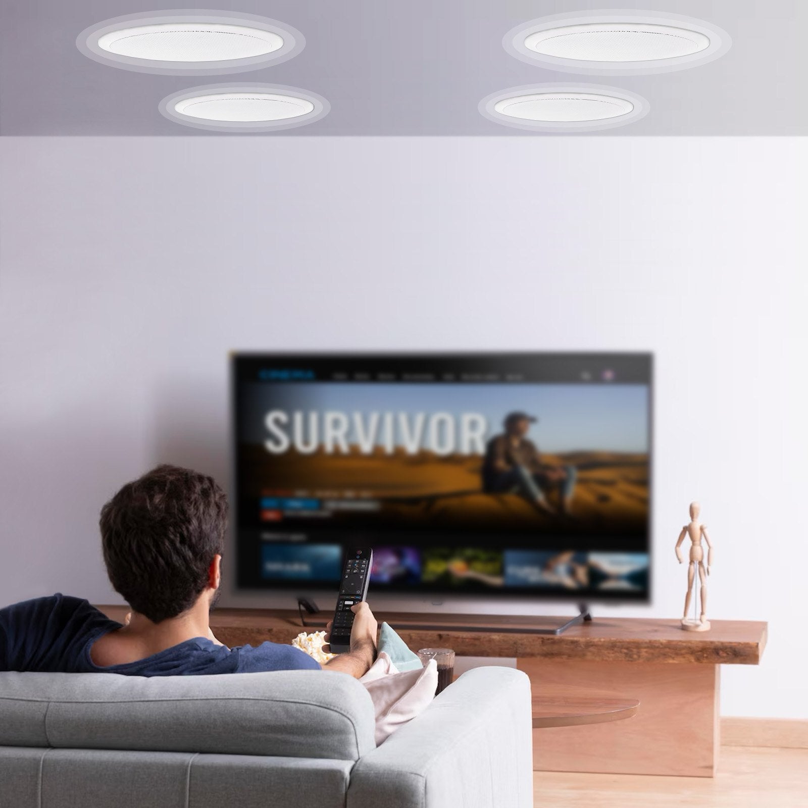 VEVOR 4 PCs 203.2 mm in Ceiling Speakers, 100-Watts, Flush Mount Ceiling & in-Wall Speakers System with 8ΩImpedance 89dB Sensitivity, for Home Kitchen Living Room Bedroom or Covered Outdoor Porches