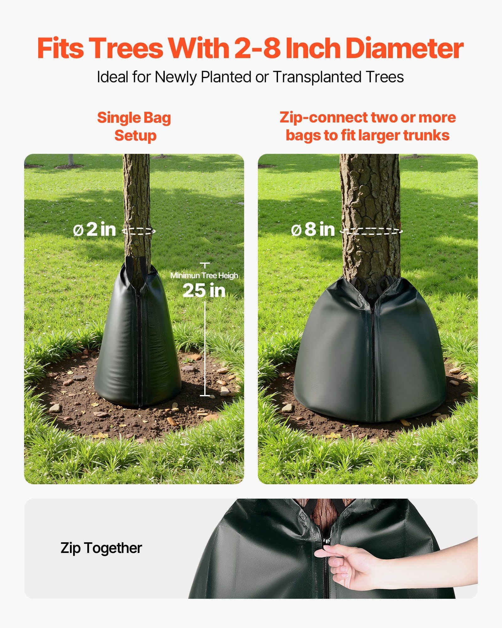 75.7 L Tree Watering Bags, 4 Pack 3-4 Hours Slow Release Gator Bags for Trees, Heavy Duty PE Tree Drip Irrigation Bag with Zipper, Durable & Reusable Deep Root Shrub Watering Bag