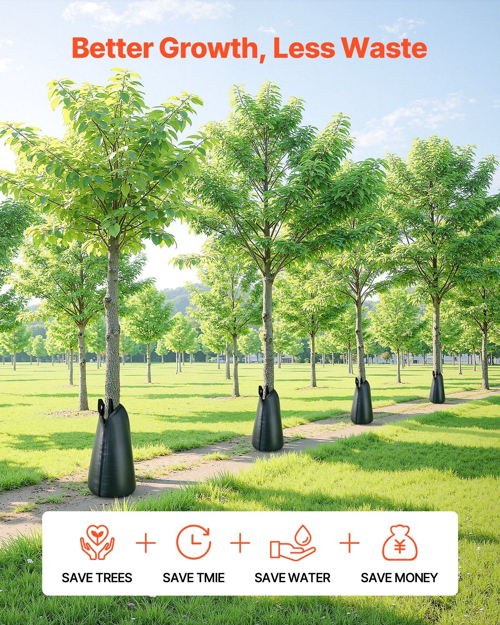 75.7 L Tree Watering Bags, 4 Pack 3-4 Hours Slow Release Gator Bags for Trees, Heavy Duty PE Tree Drip Irrigation Bag with Zipper, Durable & Reusable Deep Root Shrub Watering Bag