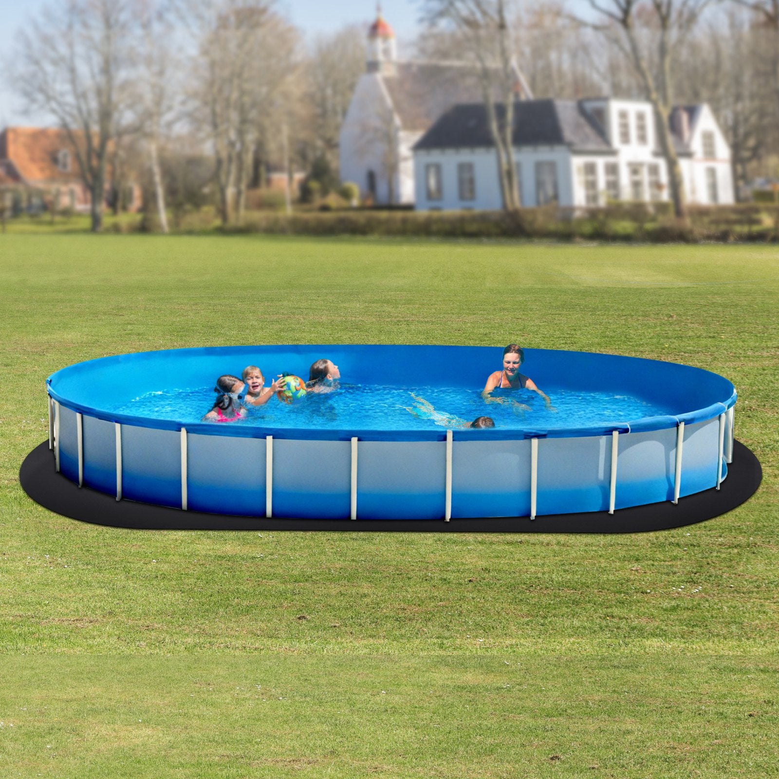 VEVOR Oval Pool Liner Pad, 12 x 24 ft Pool Liner Pad for Above Ground Swimming Pools, Extra-Thick Pool Mat, Prevents Punctures, Recycled Geotextile Material Underlayment Pad, Extend Liner Life