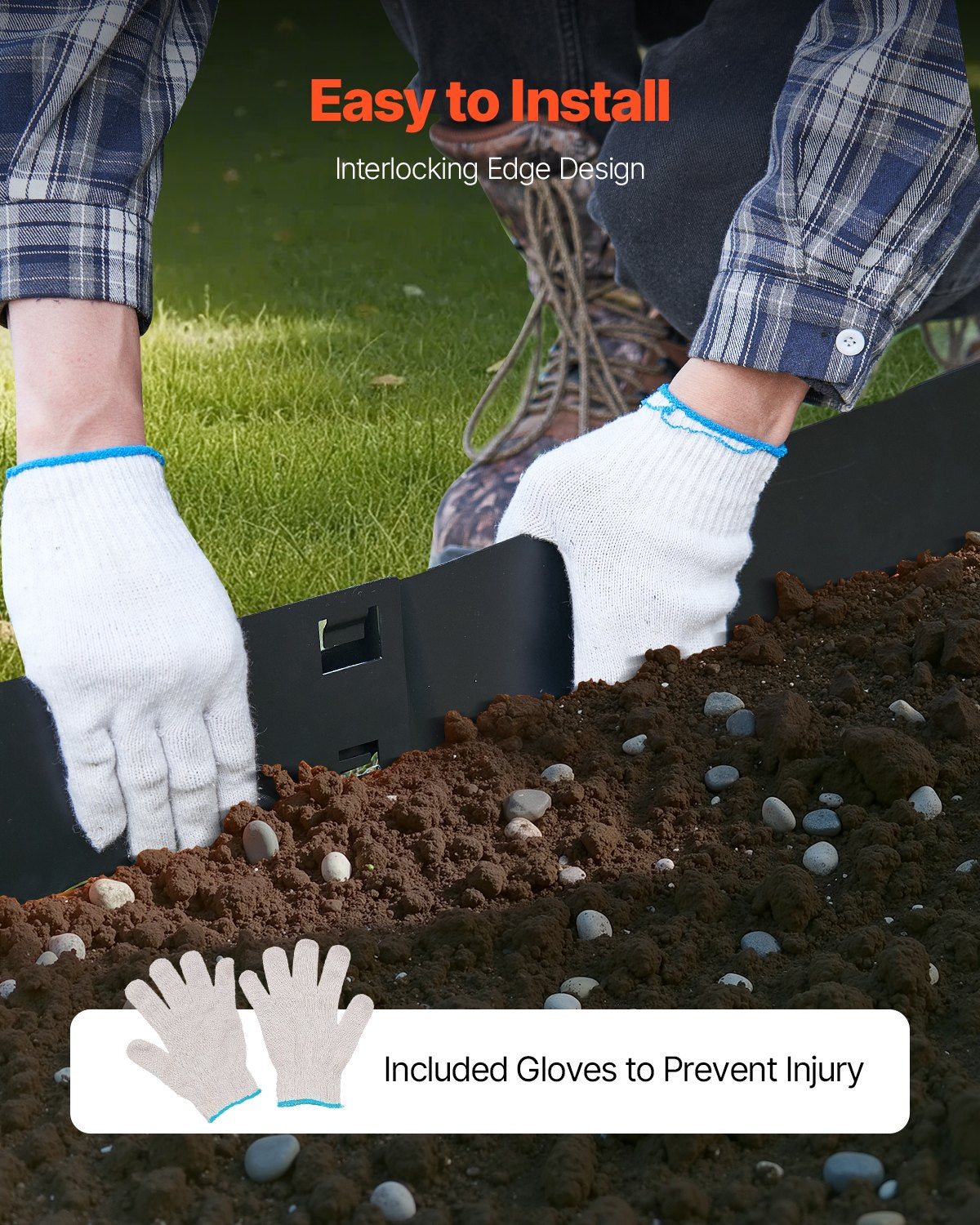 VEVOR Steel Landscape Edging, 5 Packs 990 x 207 mm Rust-Resistant Metal Landscape Edging, Bendable Garden Edging Border, Heavy Duty Lawn Edging, Easy-to-Install, Flower Bed Yard Pathway Divider Black