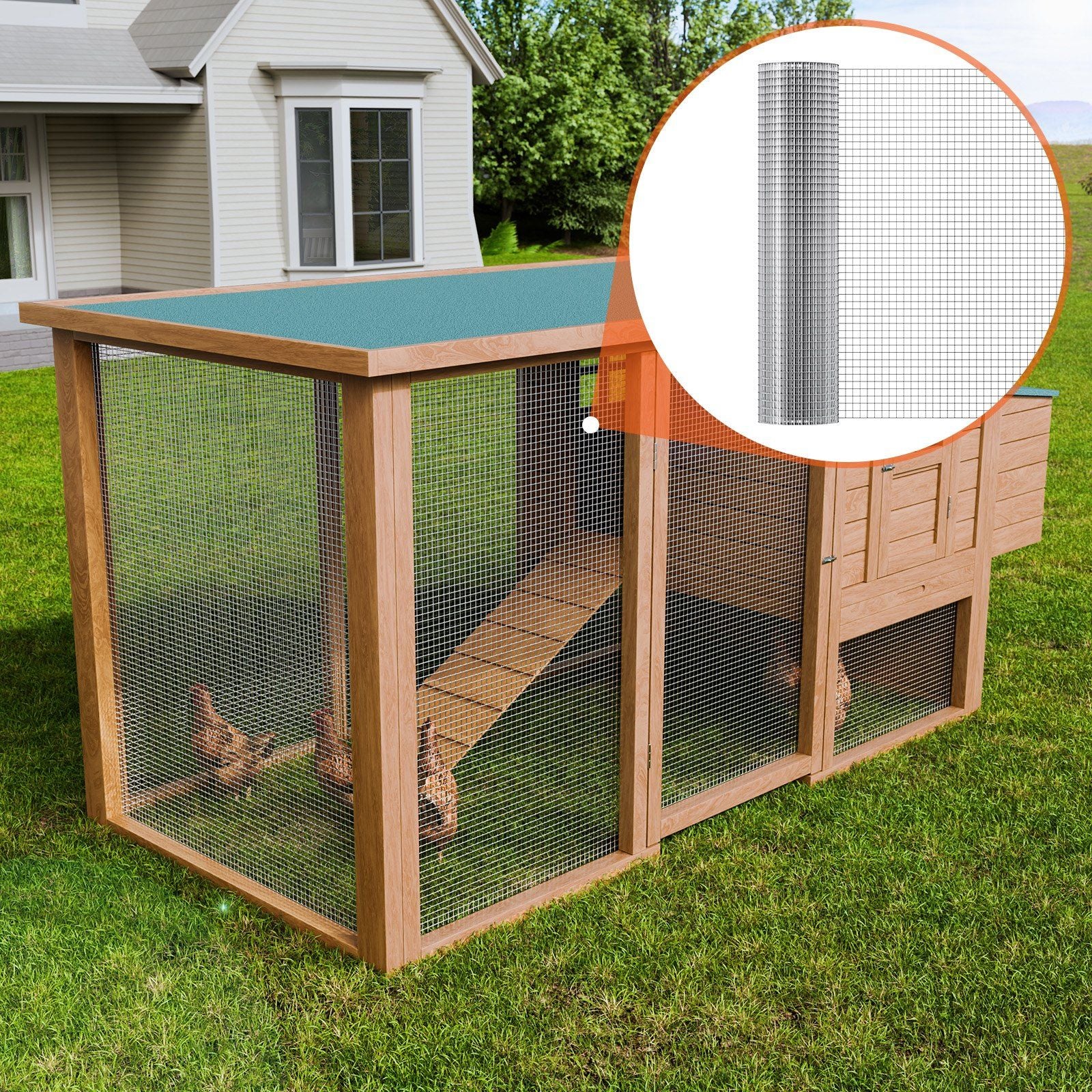 Hardware Cloth, 12.7mm 610mm×7.62m 19 Gauge, Hot Dipped Galvanized Wire Mesh Roll, Chicken Wire Fencing, Wire Mesh for Rabbit Cages, Garden, Small Rodents
