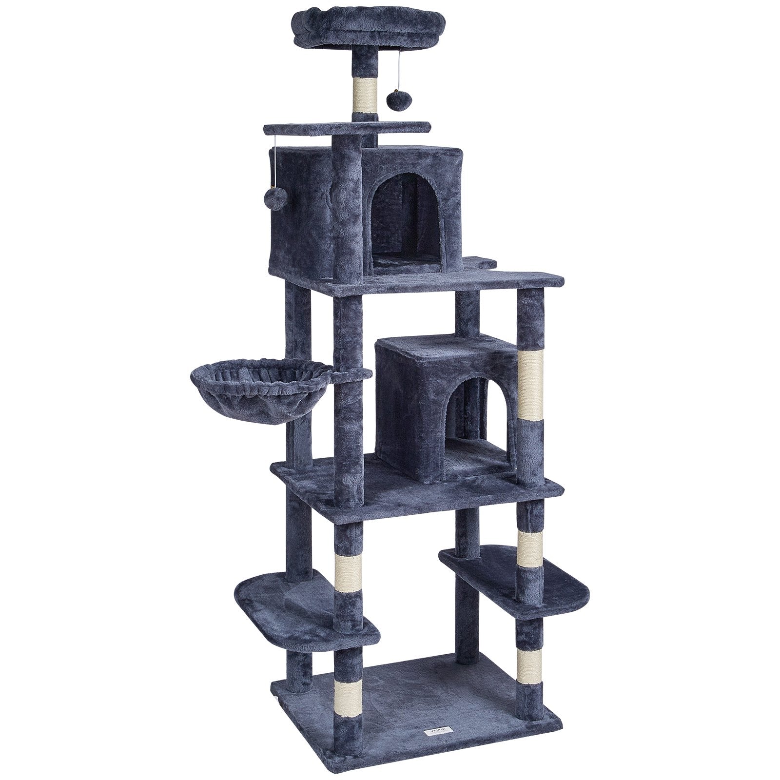 VEVOR Cat Tree 174 cm Cat Tower with Cat Condos Sisal Scratching Post Dark Grey