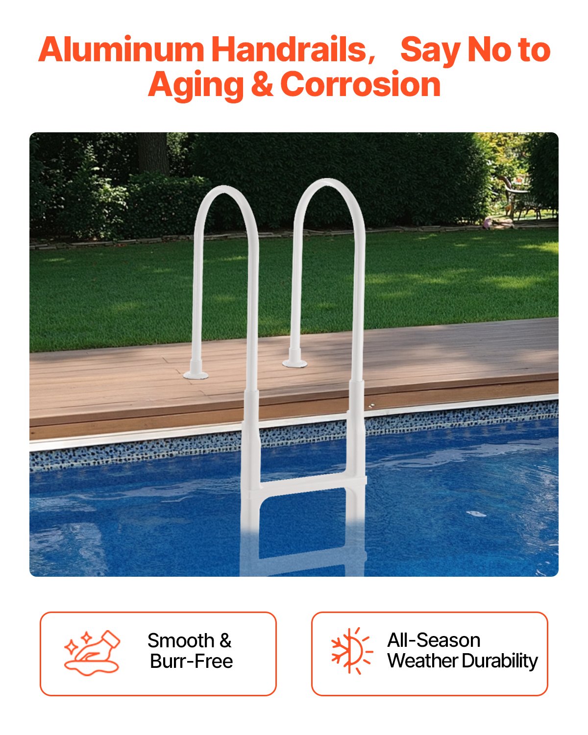 VEVOR Thickened 4-Step Pool Ladder of Double Handrails for 1219.2-1371.6mm Pool