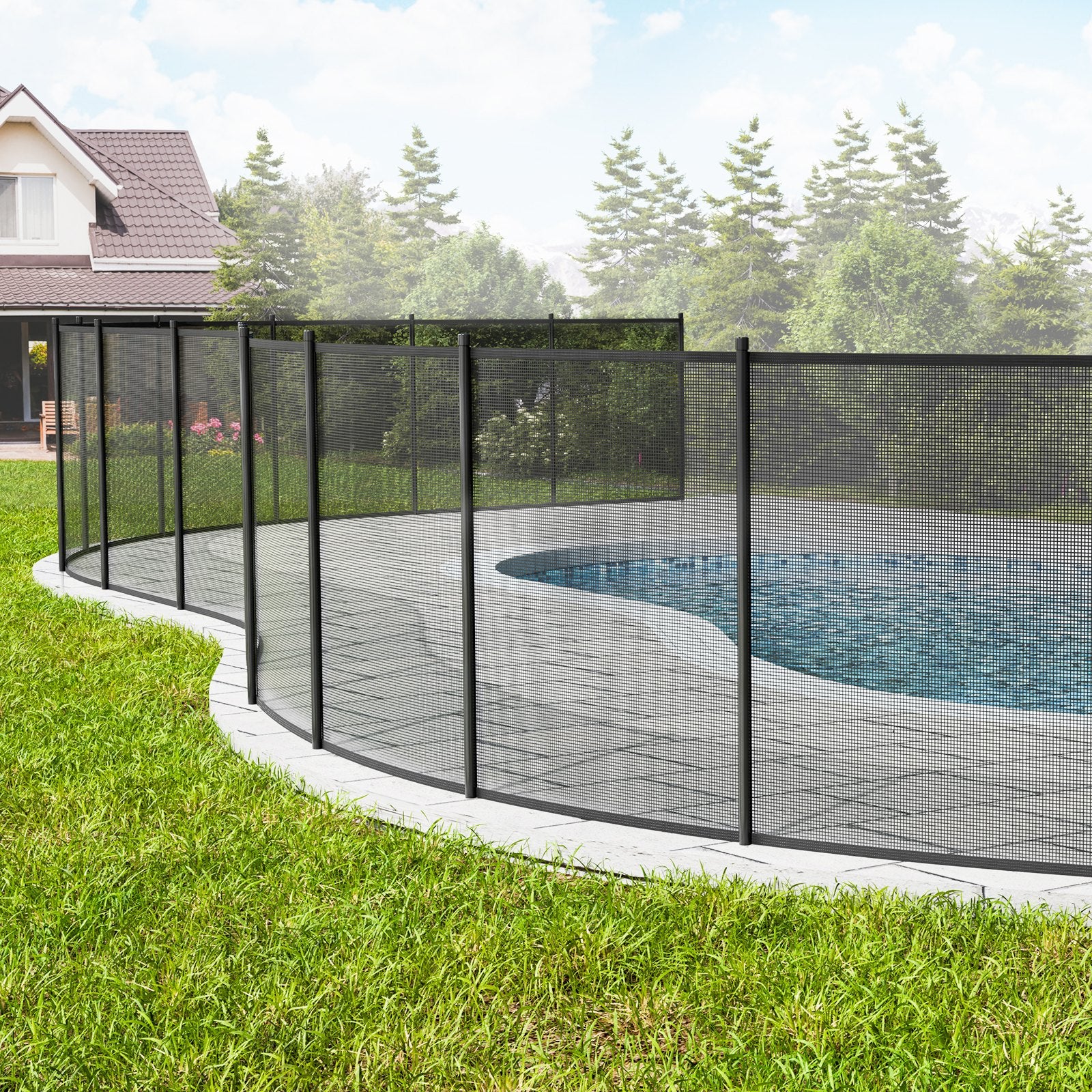 VEVOR Pool Fence, 4 x 12 FT Pool Fences for Inground Pools, Removable Child Safety Pool Fencing, Easy DIY Installation Swimming Pool Fence, 340gms Teslin PVC Pool Fence Mesh Protects Kids and Pets