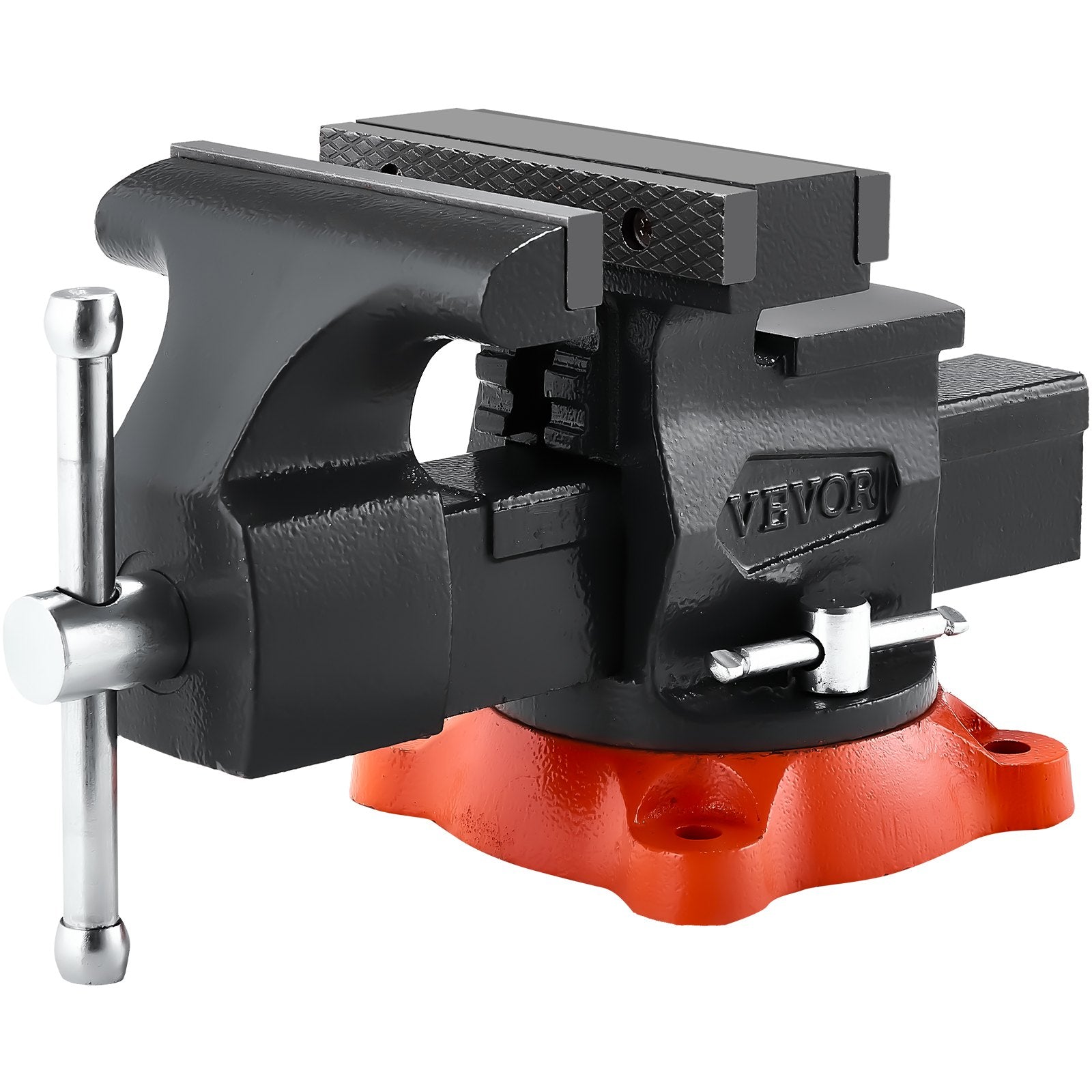VEVOR Bench Vise, 140 mm Jaw Width, 140 mm Max Jaw Opening Multipurpose Vise with 360° Swivel Locking Base, 73 mm Throat, Heavy Duty Ductile Iron Workbench Vise, Two-Way Jaws for Clamping Round Pipes