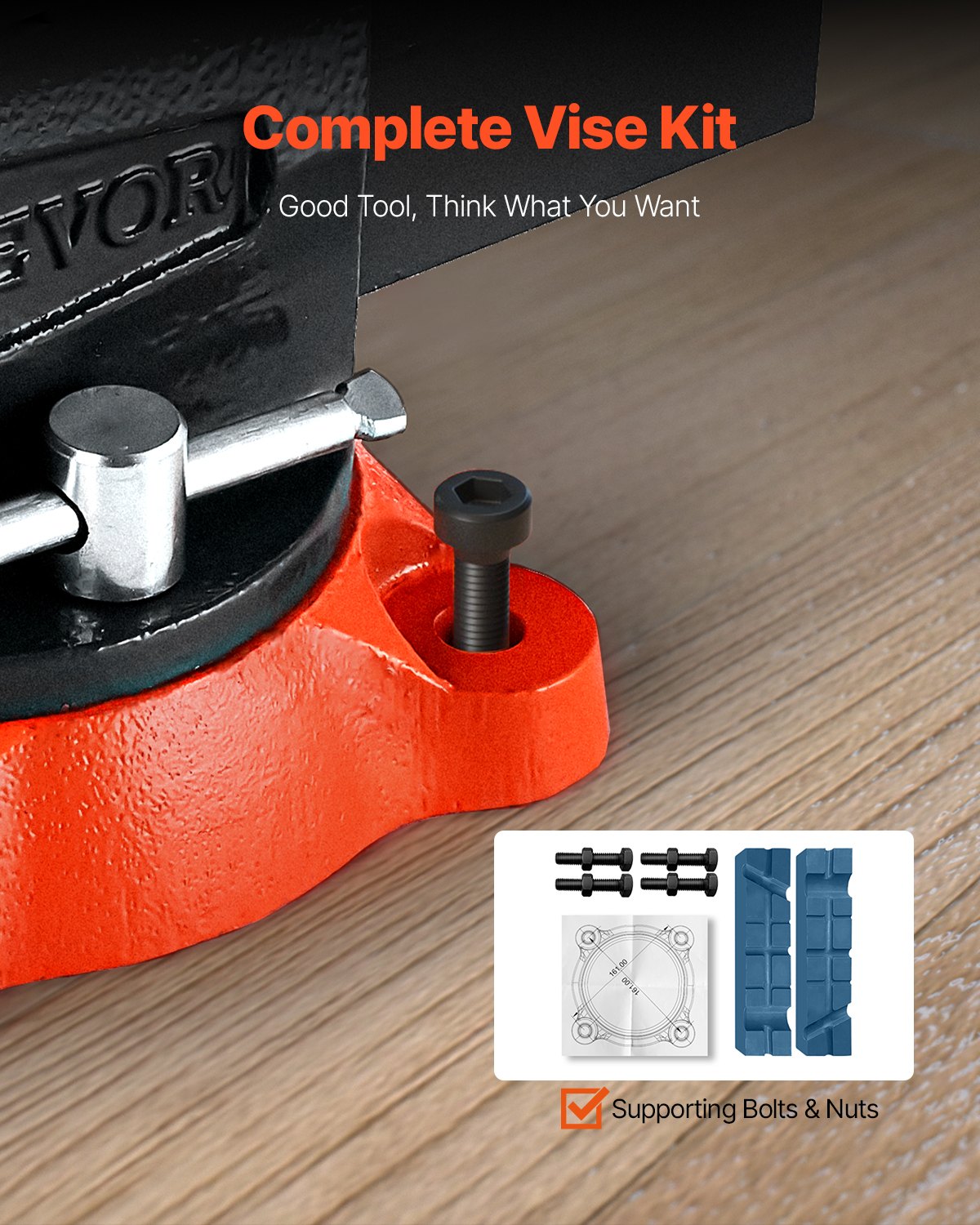 VEVOR Bench Vise, 140 mm Jaw Width, 140 mm Max Jaw Opening Multipurpose Vise with 360° Swivel Locking Base, 73 mm Throat, Heavy Duty Ductile Iron Workbench Vise, Two-Way Jaws for Clamping Round Pipes