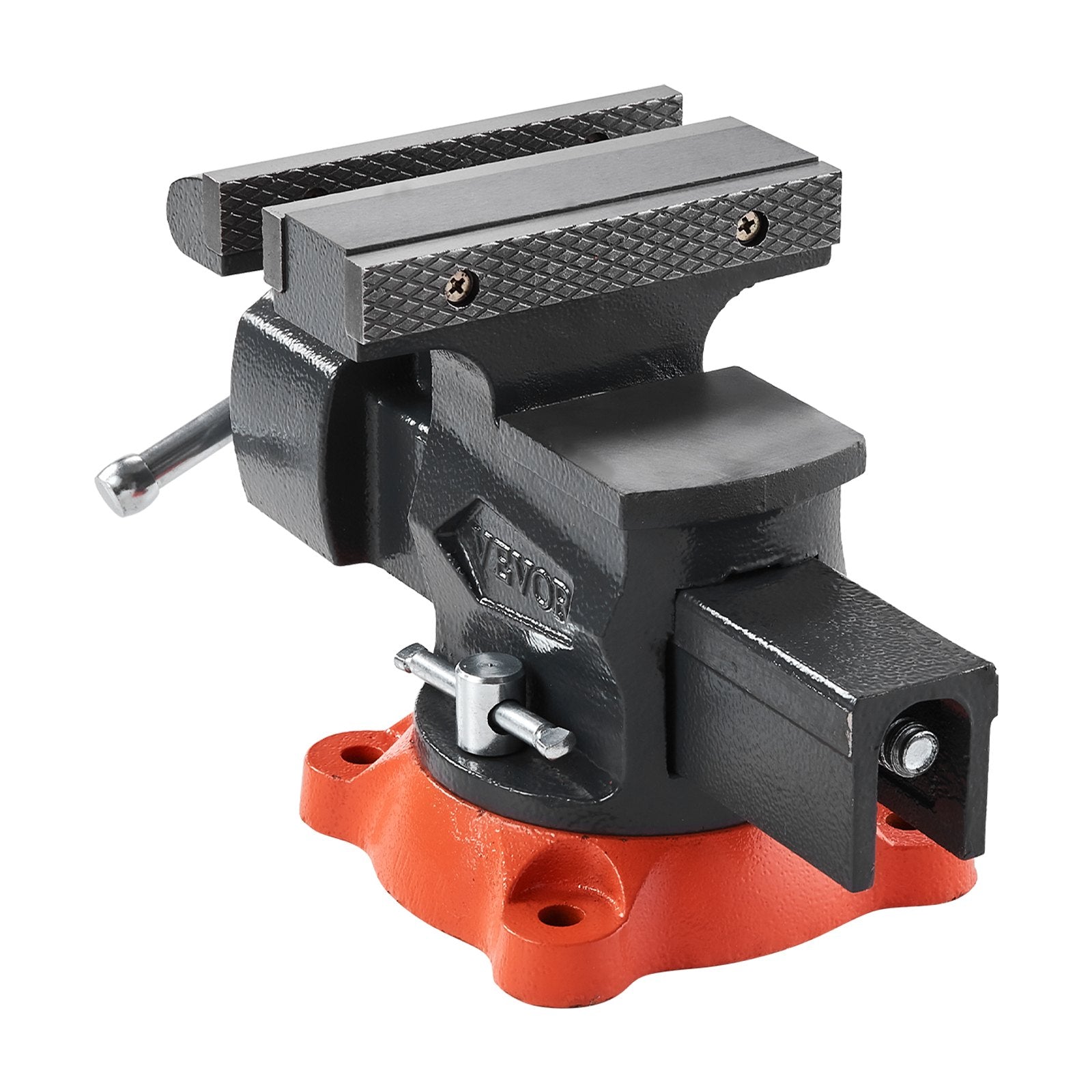 VEVOR Bench Vise, 140 mm Jaw Width, 140 mm Max Jaw Opening Multipurpose Vise with 360° Swivel Locking Base, 73 mm Throat, Heavy Duty Ductile Iron Workbench Vise, Two-Way Jaws for Clamping Round Pipes