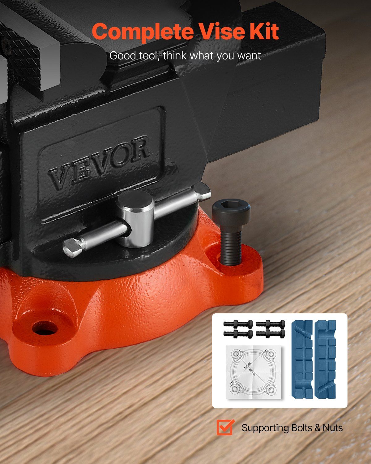 Bench Vise, 127 mm Jaw Width, 125 mm Max Jaw Opening Multipurpose Vise with 360° Swivel Locking Base, 71 mm Throat, Heavy Duty Ductile Iron Workbench Vise with Anvil, for Clamping Round Pipes