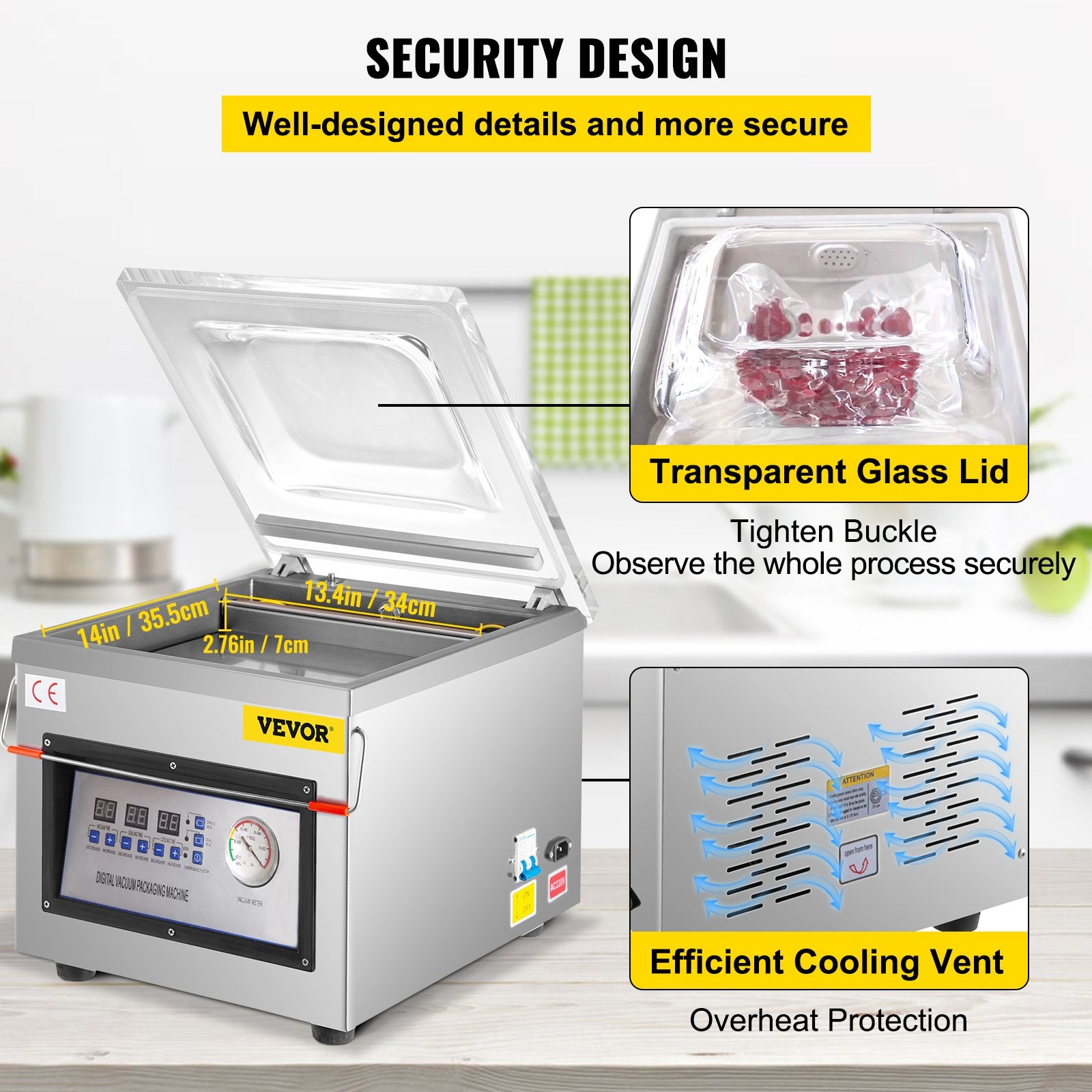 Vevor DZ-260C Digital Vacuum Sealer Food Vacuum Sealing Packing Machine 220V