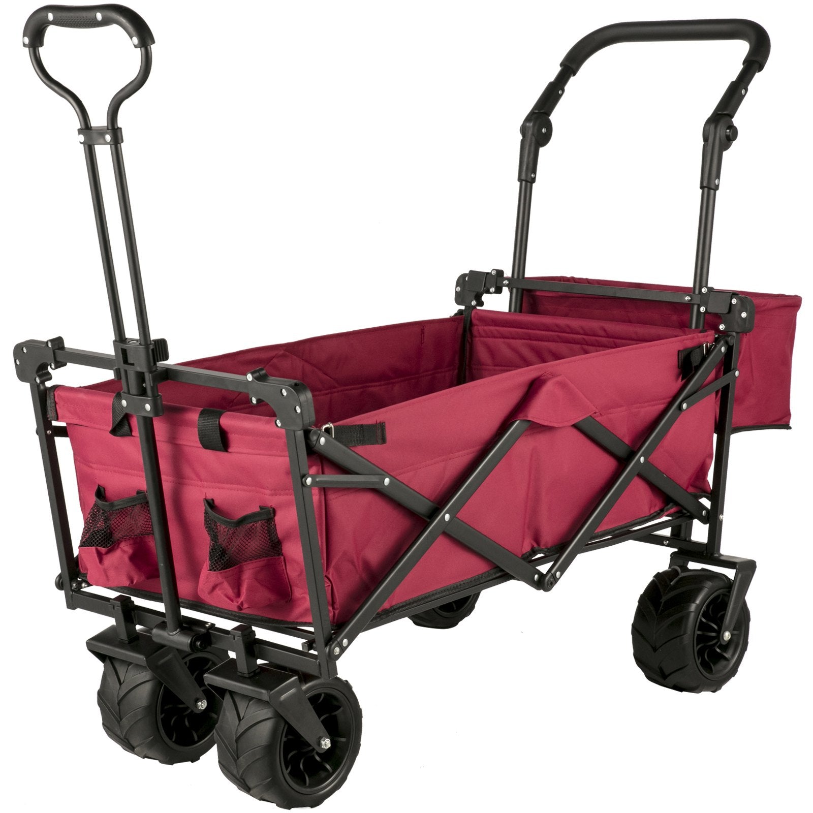 VEVOR Folding Wagon Cart, Collapsible Folding Garden Cart w/ Shade Beach Utility