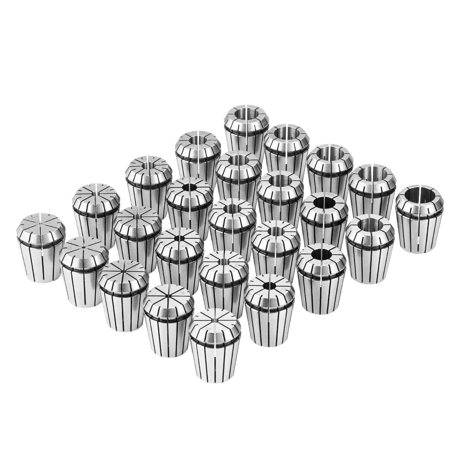 VEVOR 25 pcs ER32 Collet Set, 1/16''-13/16'', ER32 Spring Collet Chuck Set, 0.0006"/15 μm TIR Lathe Chuck Tool with 25 Labeled Storage Boxes, for CNC Engraving Machine Milling Lathe Tool Drill Press