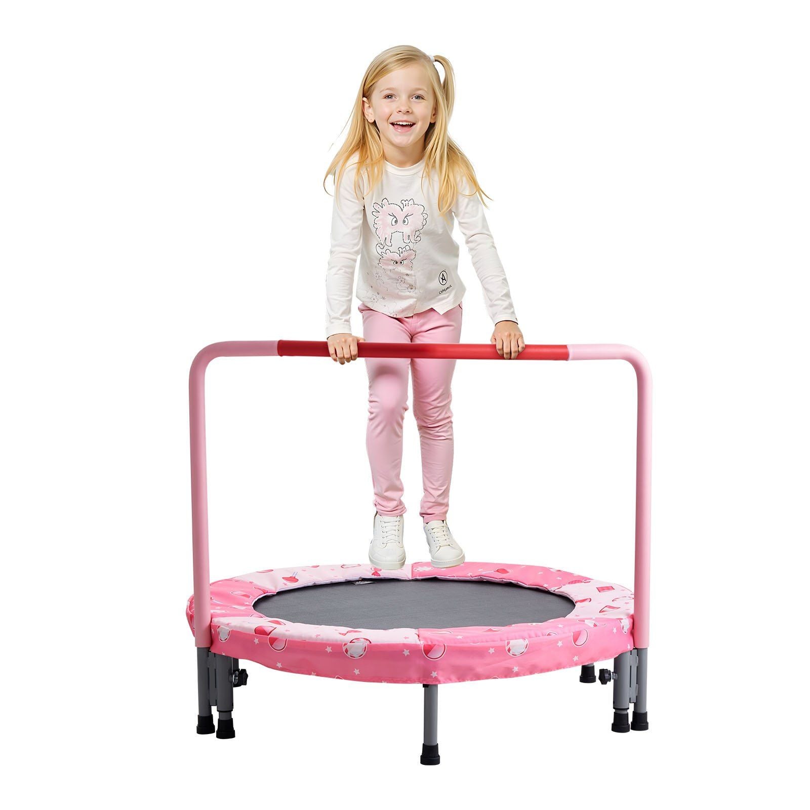 36" Kids Trampoline, 3FT Indoor Outdoor Trampoline, Foldable Mini Trampoline with Handle, Rebounder Trampoline for Toddlers, Birthday Gift for 3+ Years Children, Boys Girls for Fun, Red