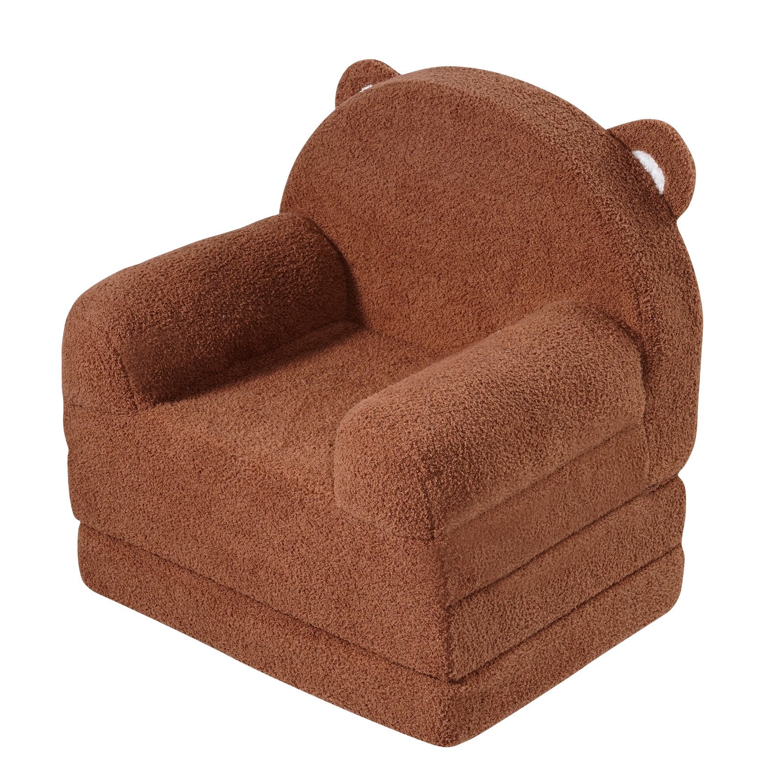 VEVOR Baby Chair Foldable 2-in-1 Baby Lounger Couch Cartoon Kids Sofa Brown
