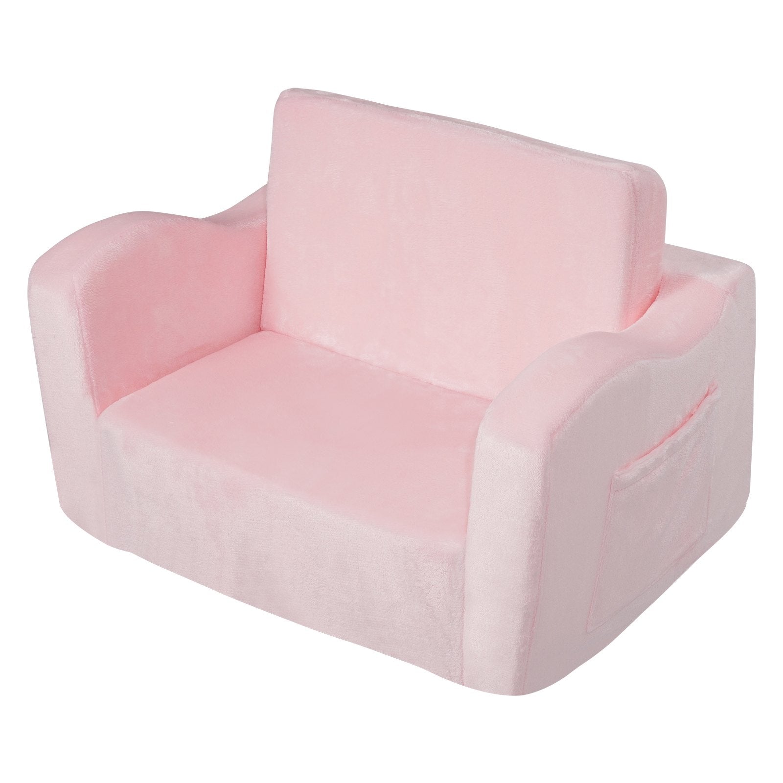 VEVOR Baby Chair Foldable 2-in-1 Comfy Baby Lounger Couch Kids Sofa Pink