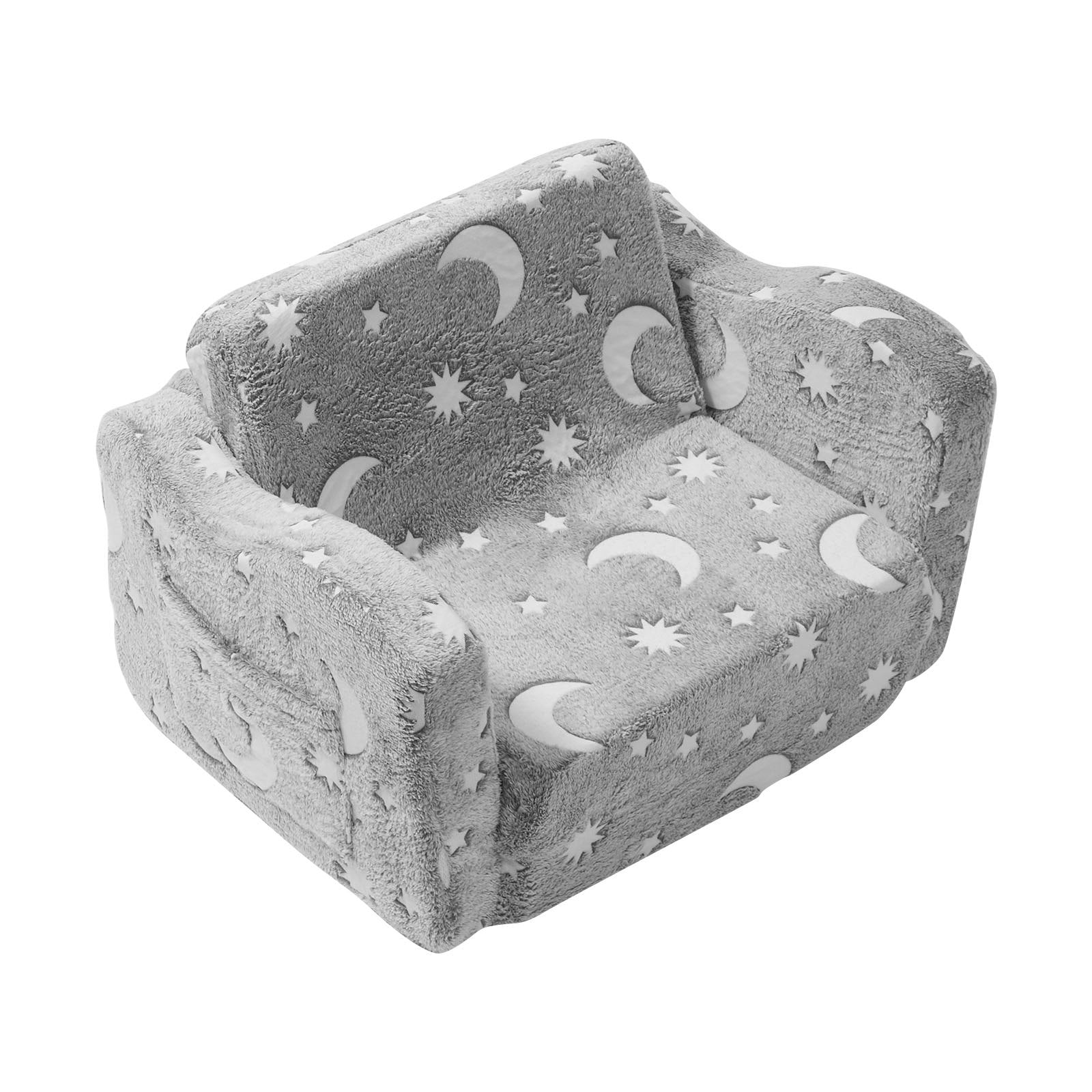 VEVOR Fold-out Kids Sofa, Glow-in-the-Dark Kids Couch Chair, 2-in-1 Children Convertible Sofa to Lounger, Extra Soft Flip-out Toddler Couch for Siting and Sleeping, for Bedroom and Playroom