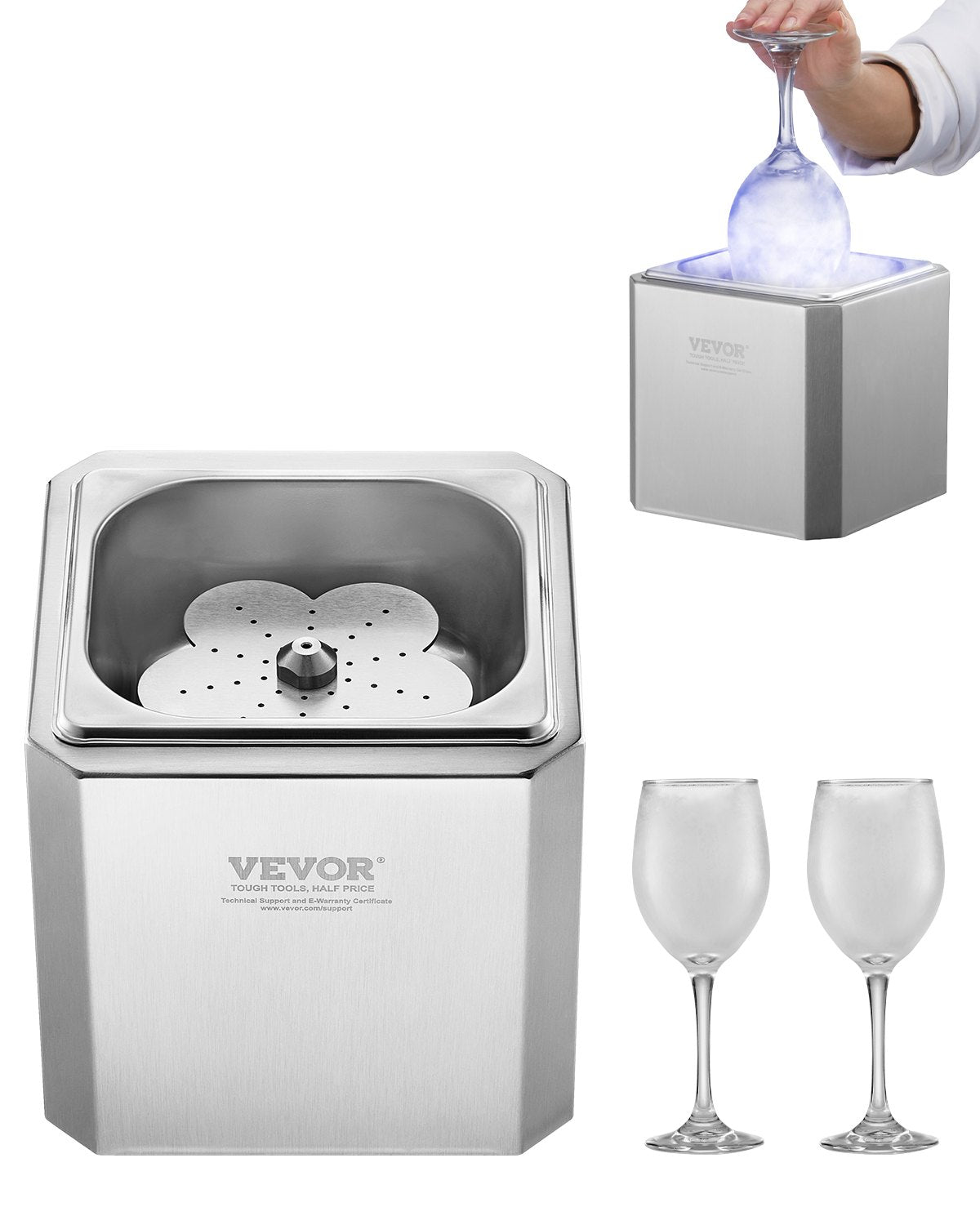 VEVOR Glass Froster Chiller, CO2 Beer Glass Froster, 8-10 Seconds/Cup with LED Light, Instant Glass Chiller for Wine, Cocktail, Champagne, Mixed Drinks, Juice, Ideal for Bar, Restaurant, Home Kitchen