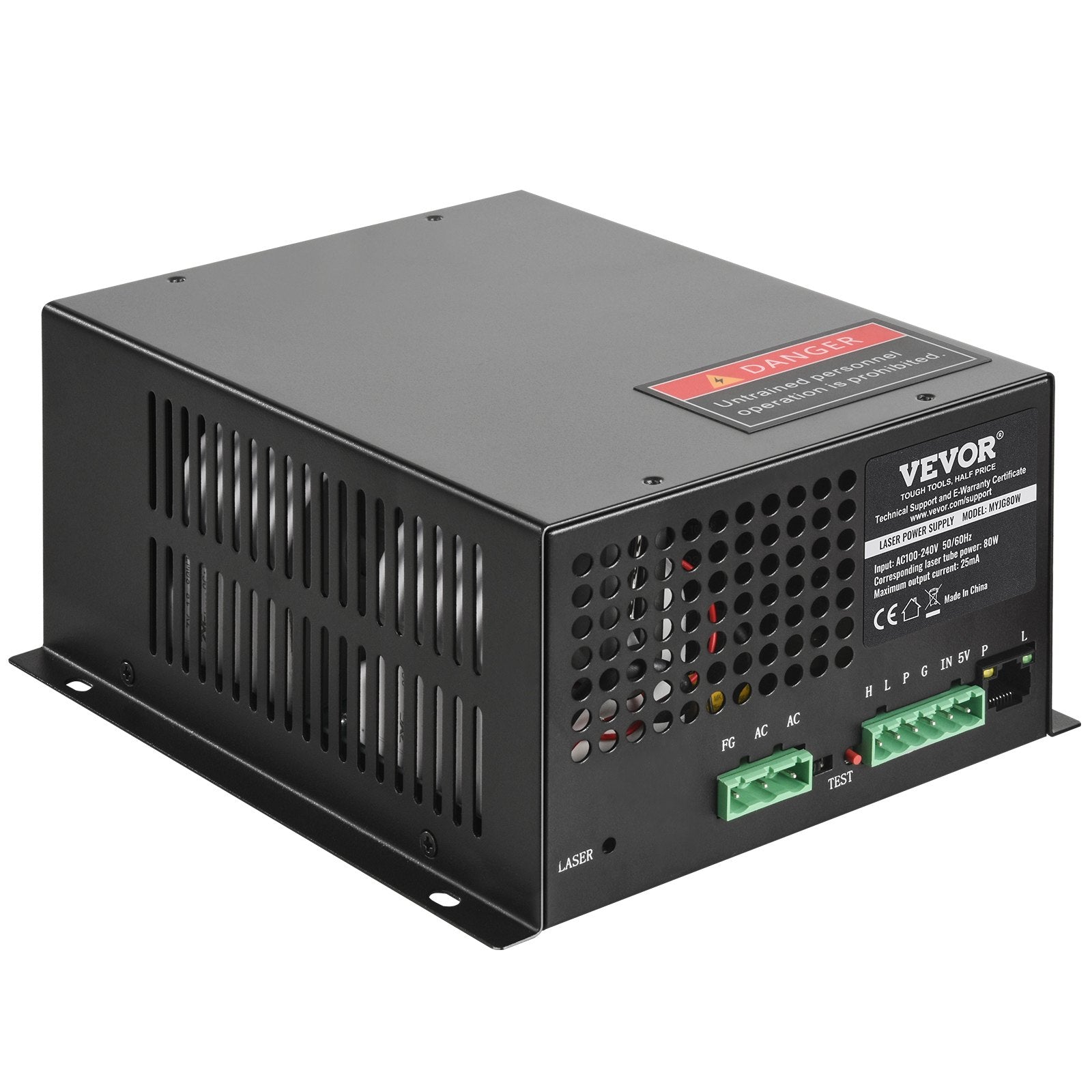 VEVOR CO2 Laser Power Supply, 80W, Power Supply for 80W Laser Tube, Constant Current Protection, Open Circuit Protection, Fast Heat Dissipation, Compatible for Multi-brand Laser Engravers & Cutters
