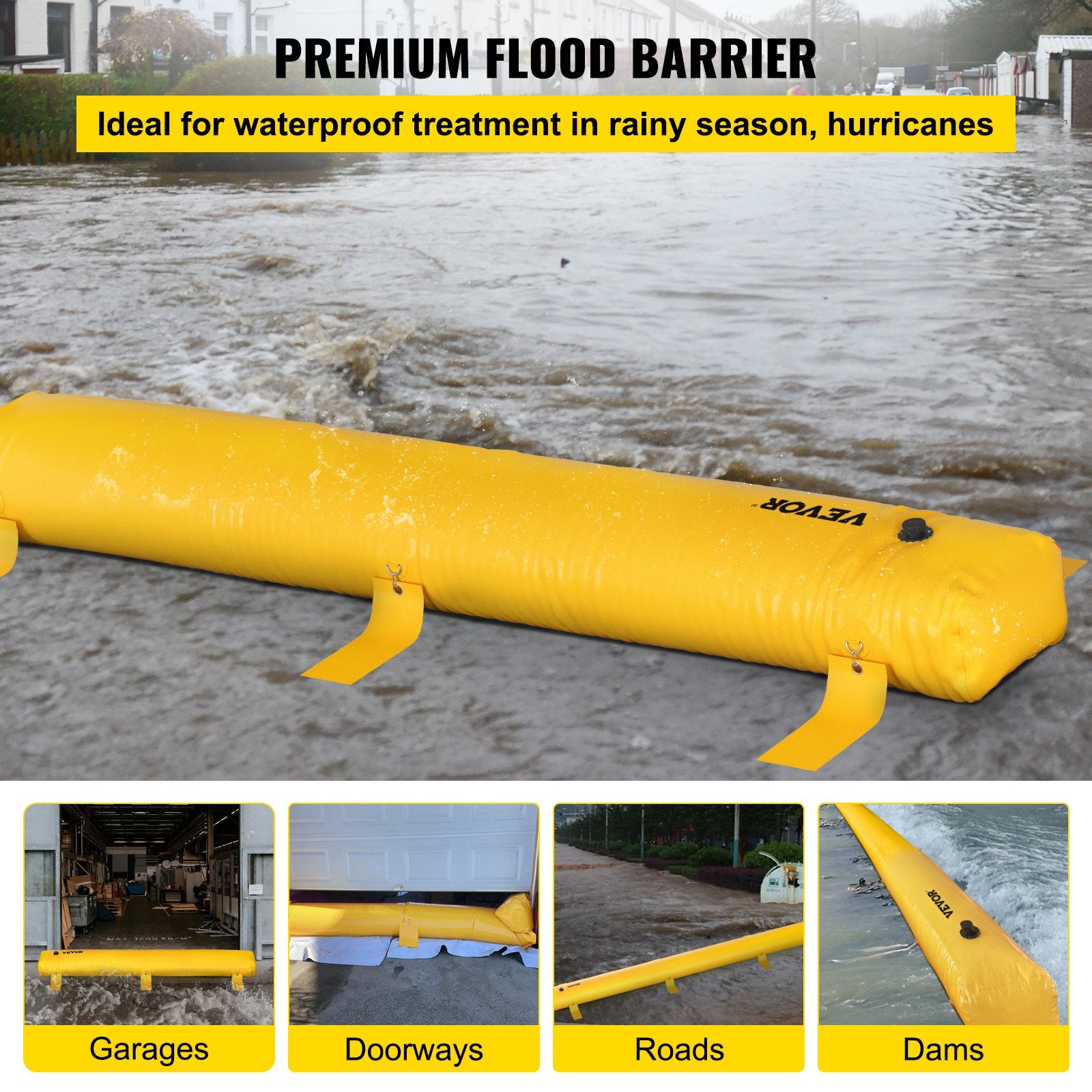 VEVOR Flood Barrier Hydro Barrier 24' Length x 12