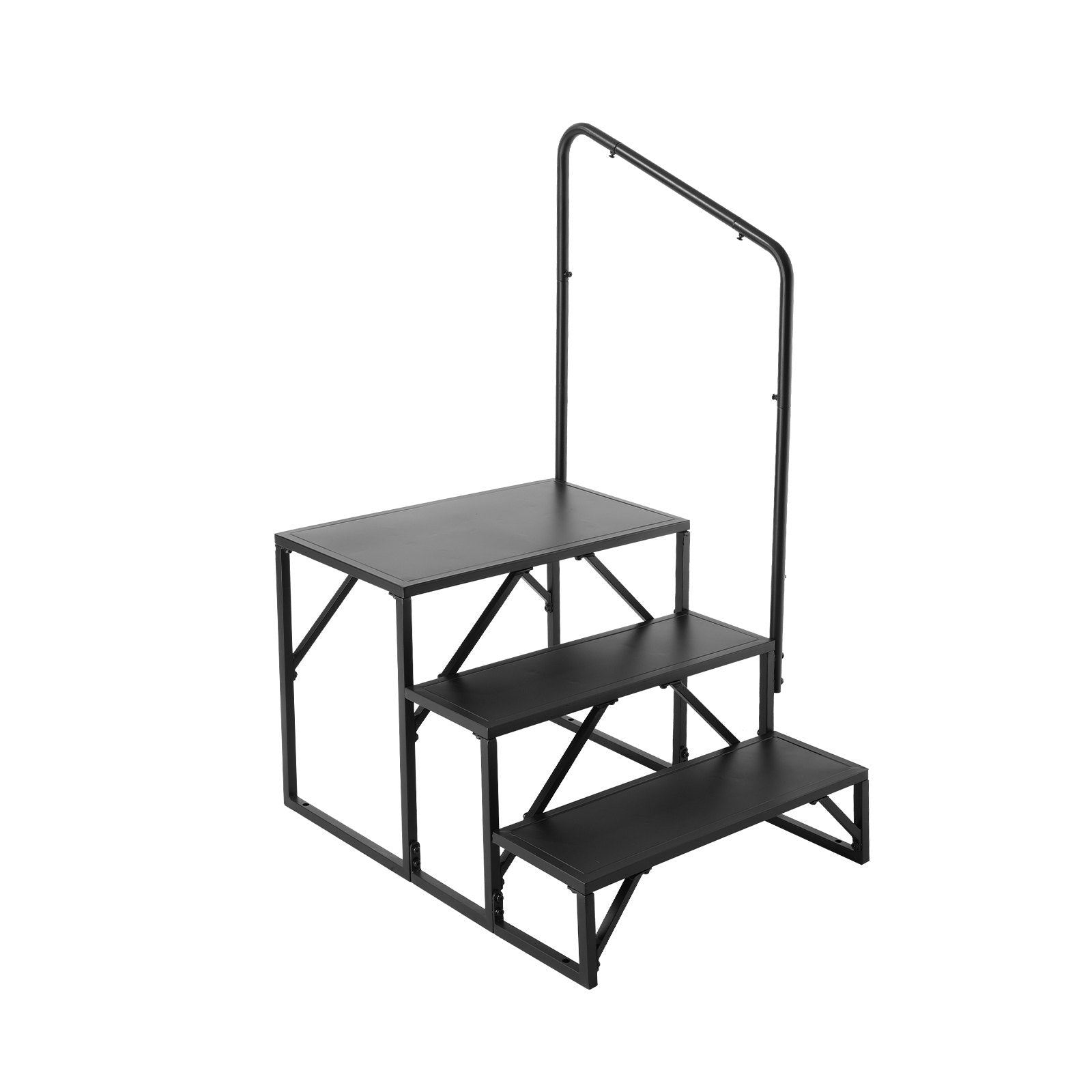 VEVOR RV Steps, 3-Step RV Stairs, 199.58KGS Load Capacity, Thickened Carbon Steel, With Handrail, Non-Slip Steps for Safe Entry and Exit, Suit for RV, Trailer, Camper Steps