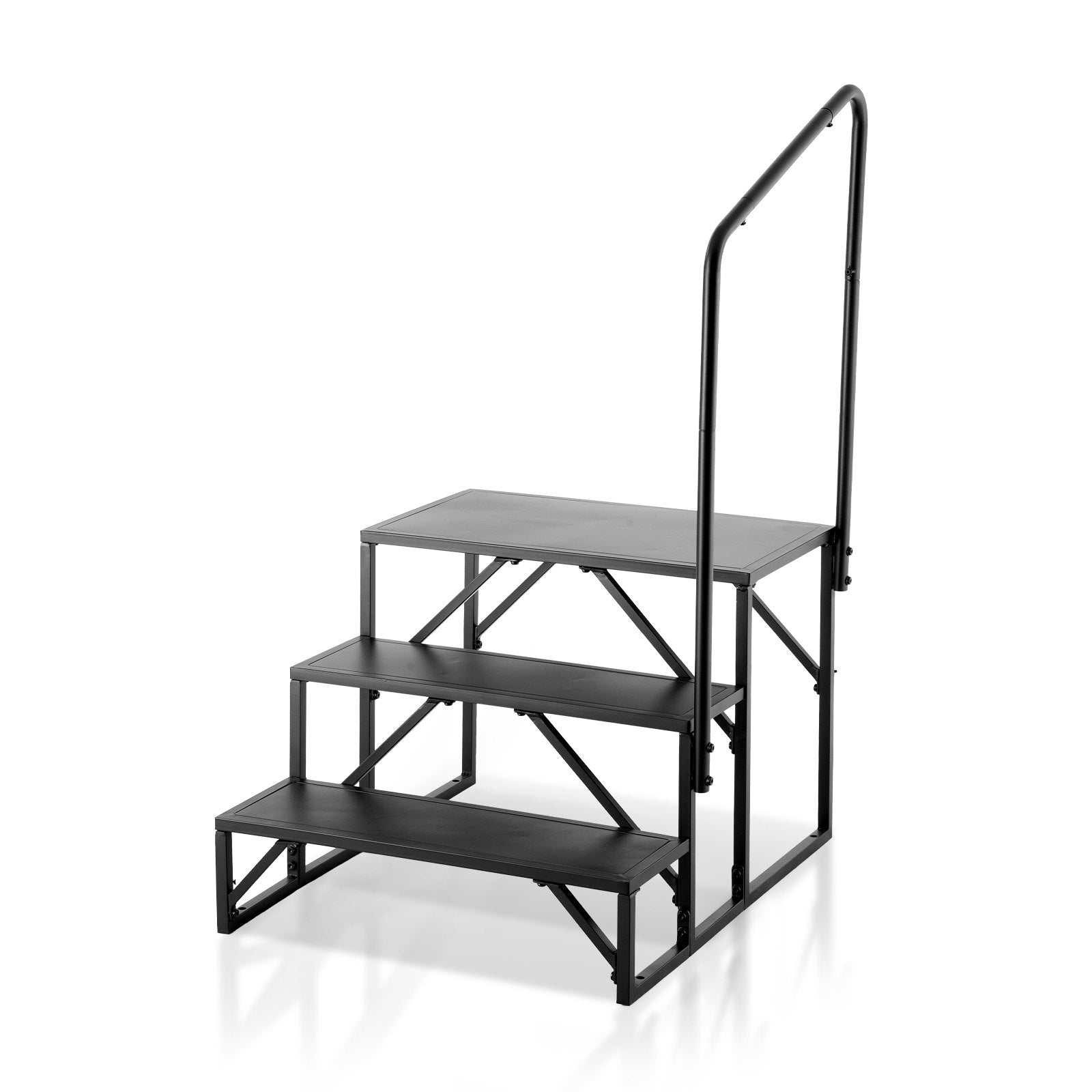 VEVOR RV Steps, 3-Step RV Stairs, 199.58KGS Load Capacity, Thickened Carbon Steel, With Handrail, Non-Slip Steps for Safe Entry and Exit, Suit for RV, Trailer, Camper Steps