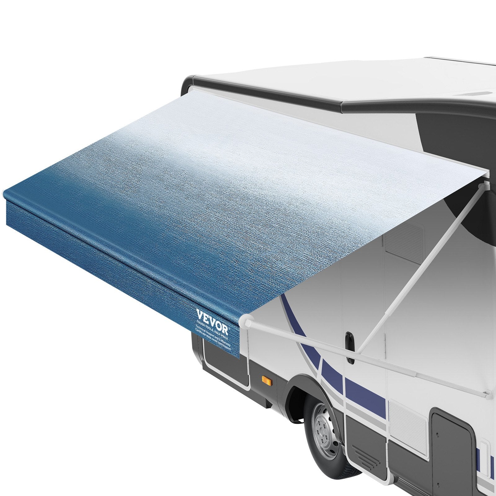 VEVOR RV Awning Fabric Replacement, 3.72m Fabric Length for 3.96mAwning, Heavy Duty 3-Ply 16oz PVC Camper Awning Fabric, Waterproof & UV Protection Outdoor Canopy for RV, Trailer, Motorhome, Blue Fade
