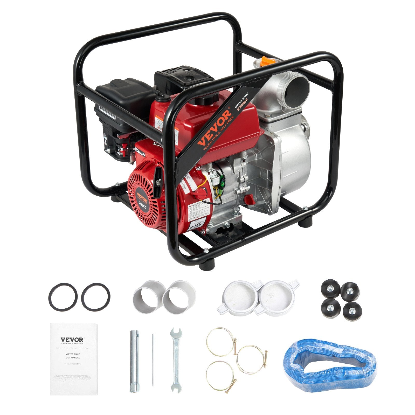 VEVOR Gasoline Engine Water Pump Gas Powered Transfer Pump 80 mm 7HP 4-Stroke