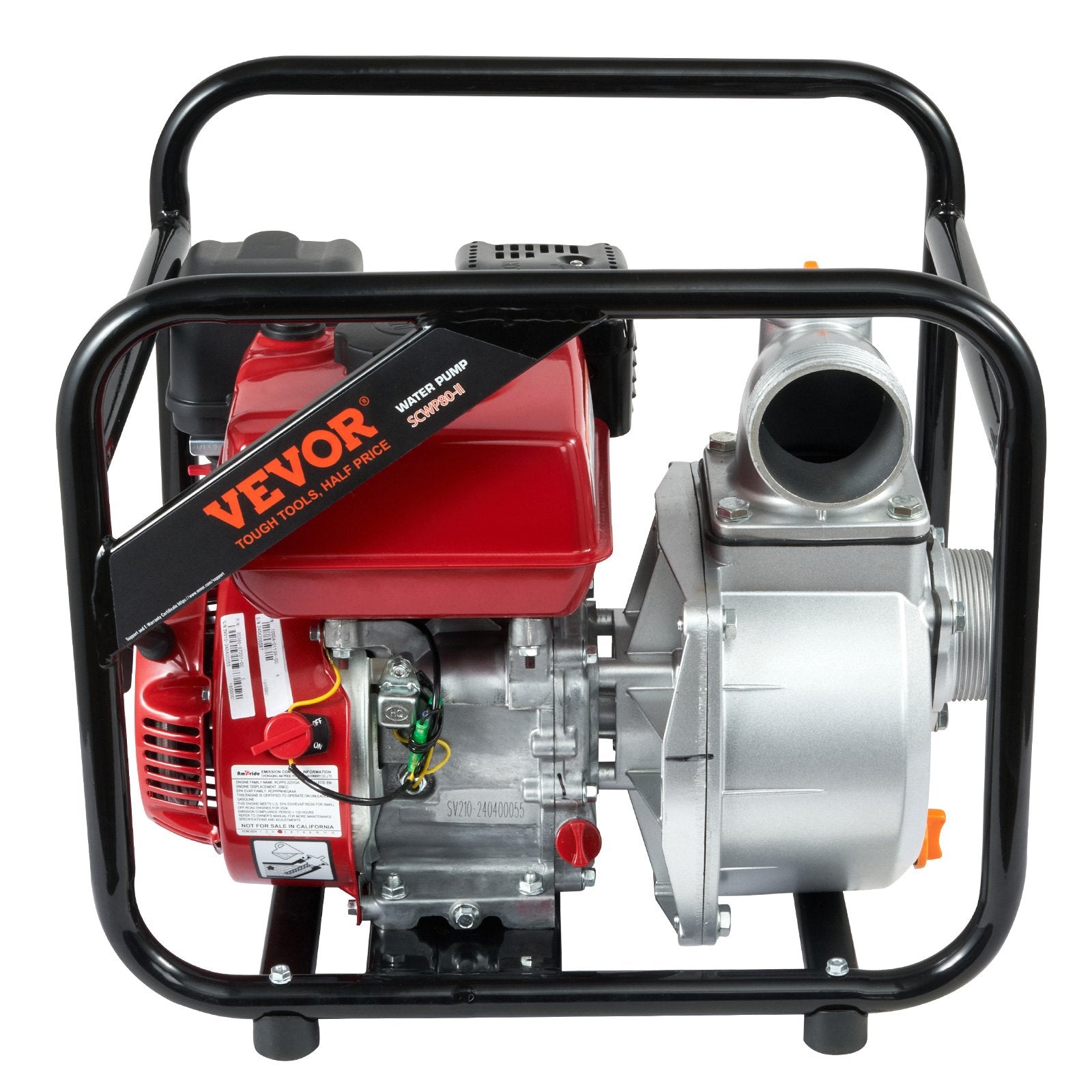 VEVOR Gasoline Engine Water Pump Gas Powered Transfer Pump 80 mm 7HP 4-Stroke