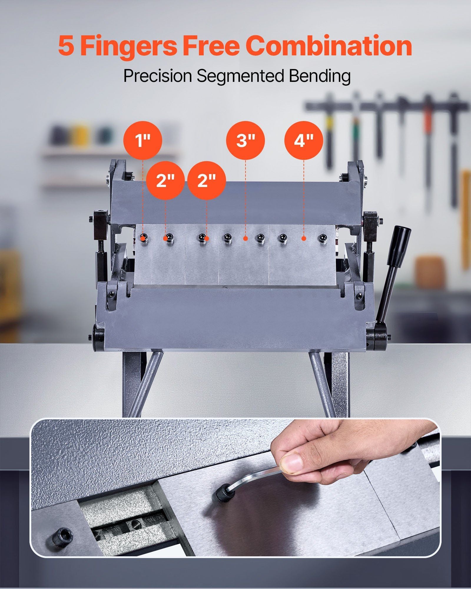 Box and Pan Brake, 305 mm Sheet Metal Bending Brake, 20-Gauge Mild Steel Capacity, 0-135 Degree Adjustable, Metal Bender Machine with 5 Fingers, Heavy-Duty Aluminum Folder for Precise Bending
