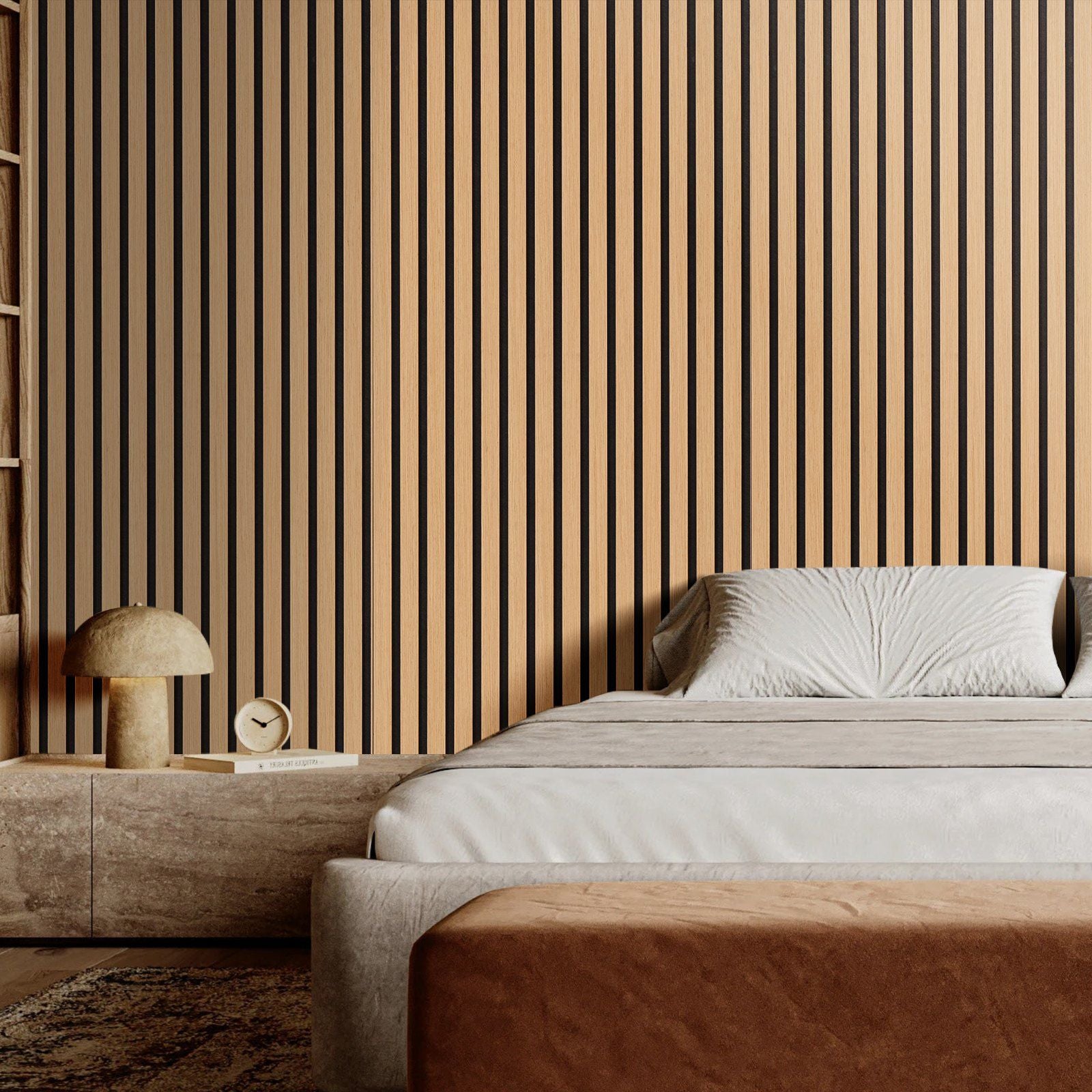 Wood Slat Acoustic Panels, 7.9 x 94.5 inch, MDF Accent Wooden Wall Panels for Modern Interior Wall Decor, Faux Wood Wall Board Panels for Noise Reduction, Light Oak