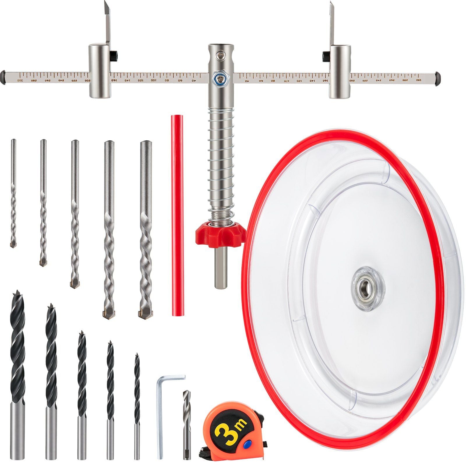 Adjustable Hole Saw Cutter Kit, 1-5/8" to 8" (40-200 mm), Two Replaceable Pilot Drill Bits, Twin Blade Recessed Hole Saw with PC Dust Shield, for Recessed Lights, Ceiling Speakers, Vent Holes