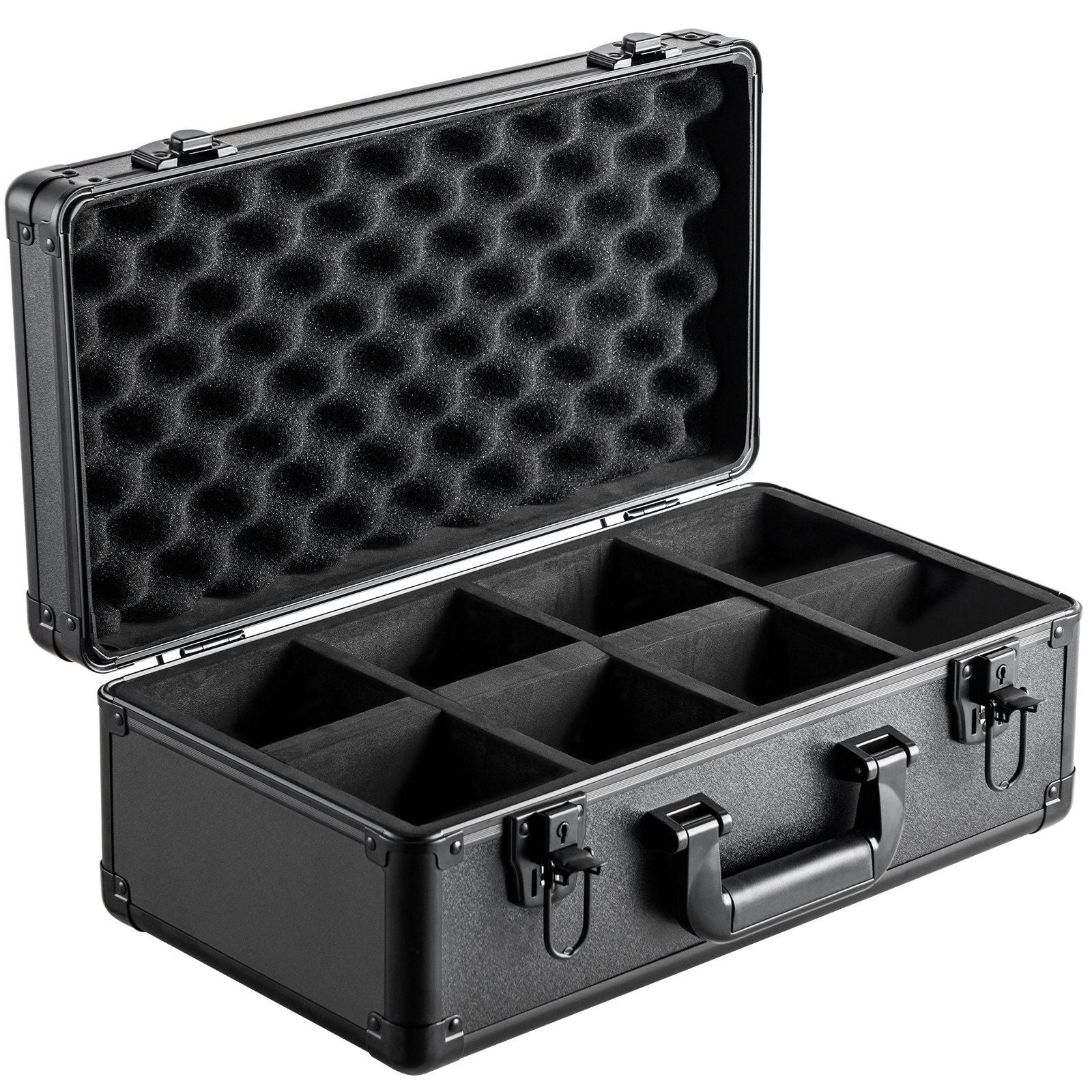 Graded Card Storage Box, 4 Slots, Graded Sports Cards Holder Carrying Case with Key Lock Foam Dividers, for 96 PSA Graded Cards 68 BGS Cards 76 SGC Cards 348 Top Loaders or 999+ Loose Cards