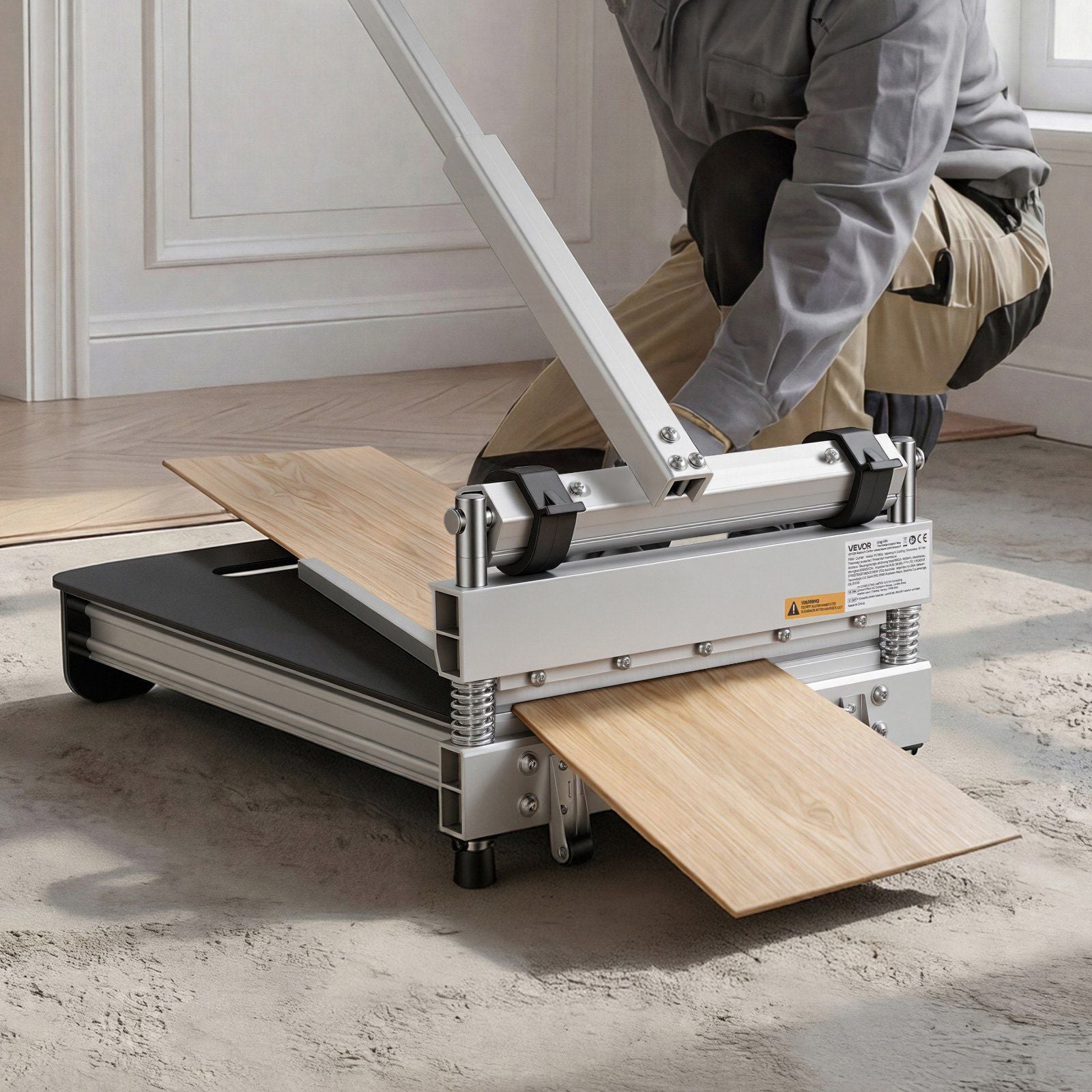 330mm Vinyl Floor Cutter, 16mm Thick Laminate Flooring Cutter with 15°/30°/45° Adjustable Angle Settings, Flexible Wheels, Telescoping Handle, Cuts Engineered Wood, LVT, VCT, SPC, LVP, WPC