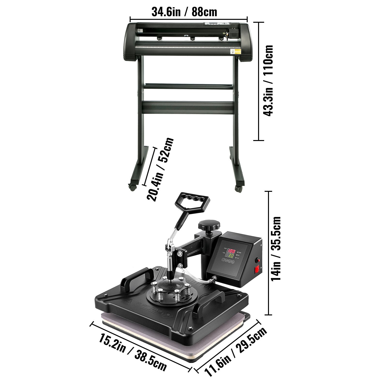 VEVOR 5 In1 12" X 15" (30 X 38cm) Heat Transfer Press + 28 Inch Vinyl Cutter Machine Kit Software